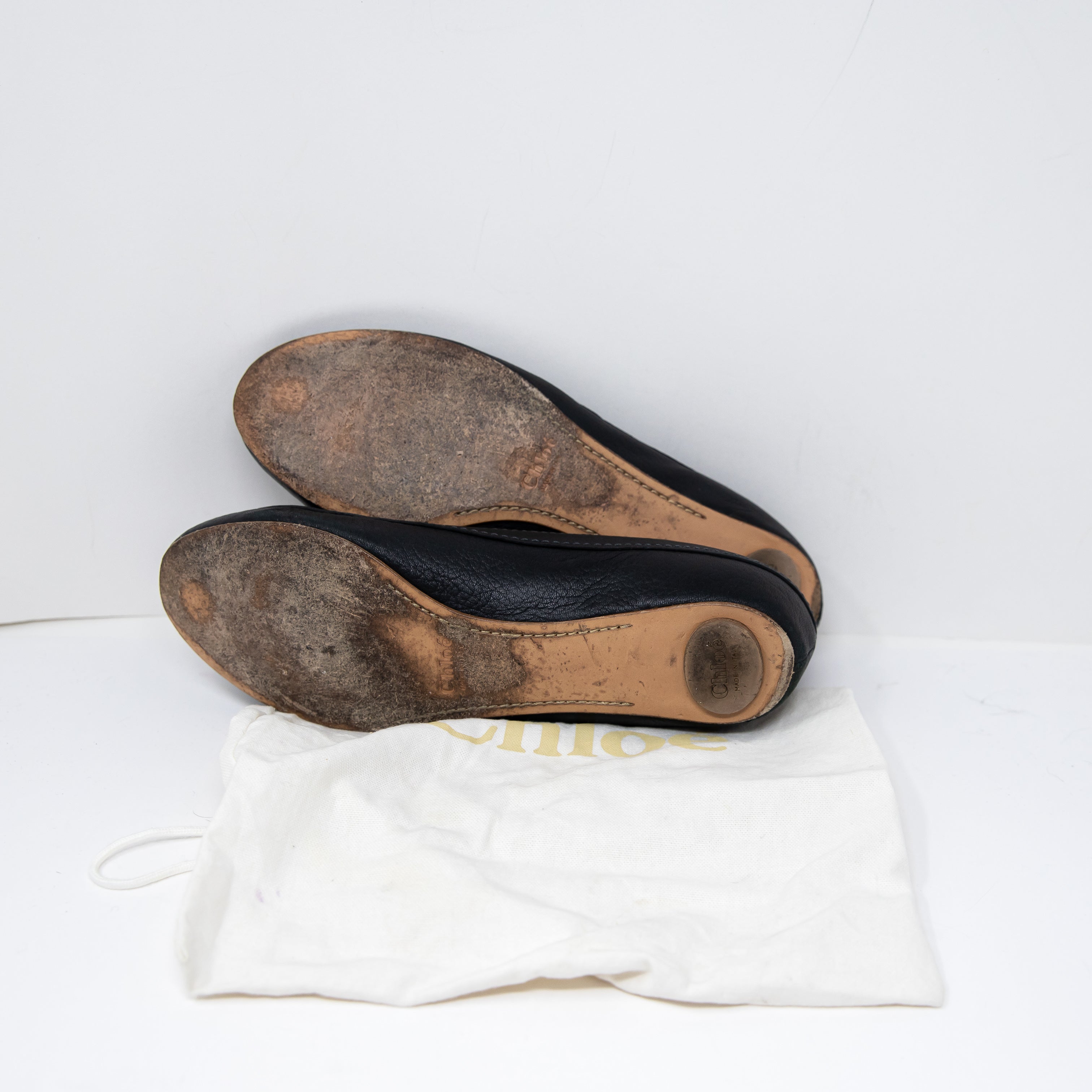 Chloe Women's Paddington Buckle Lock Genuine Leather Mutton Black Ballet Flats