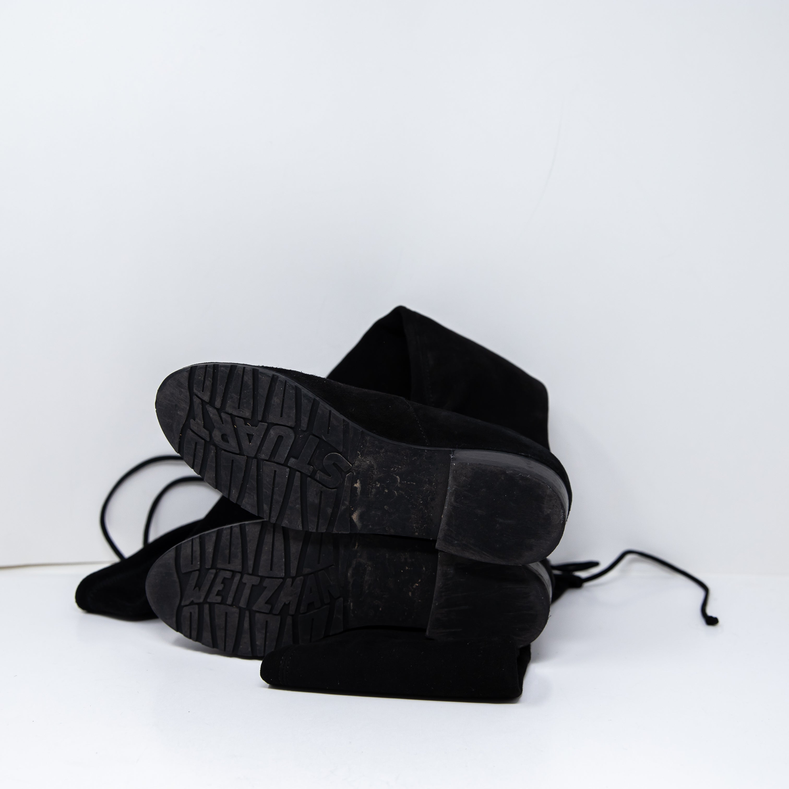Stuart Weitzman Lowland Over The Knee Genuine Suede Flat Boots Shoes Black 4.5