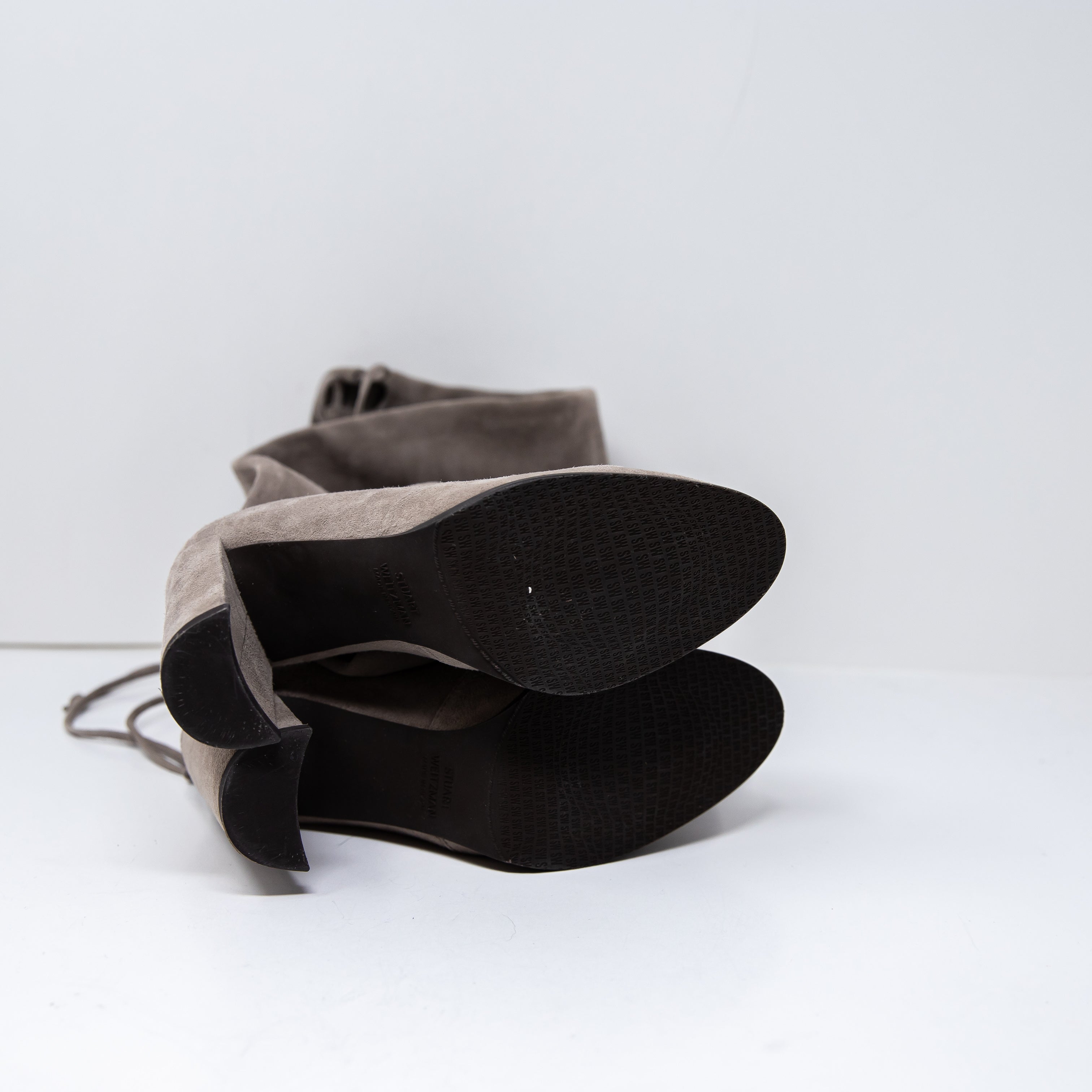 Stuart Weitzman Highstreet Genuine Suede High Heel Over The Knee Boots Shoe Gray