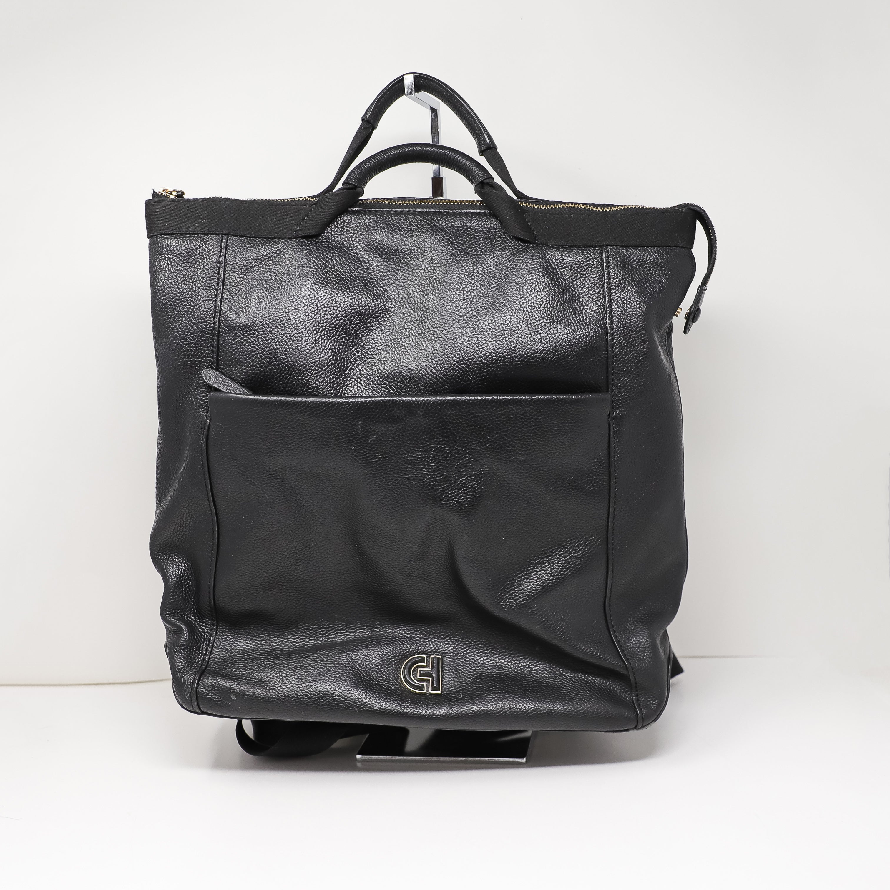 Cole Haan Grand Ambition Convertible Genuine Leather Travel Work Backpack Black