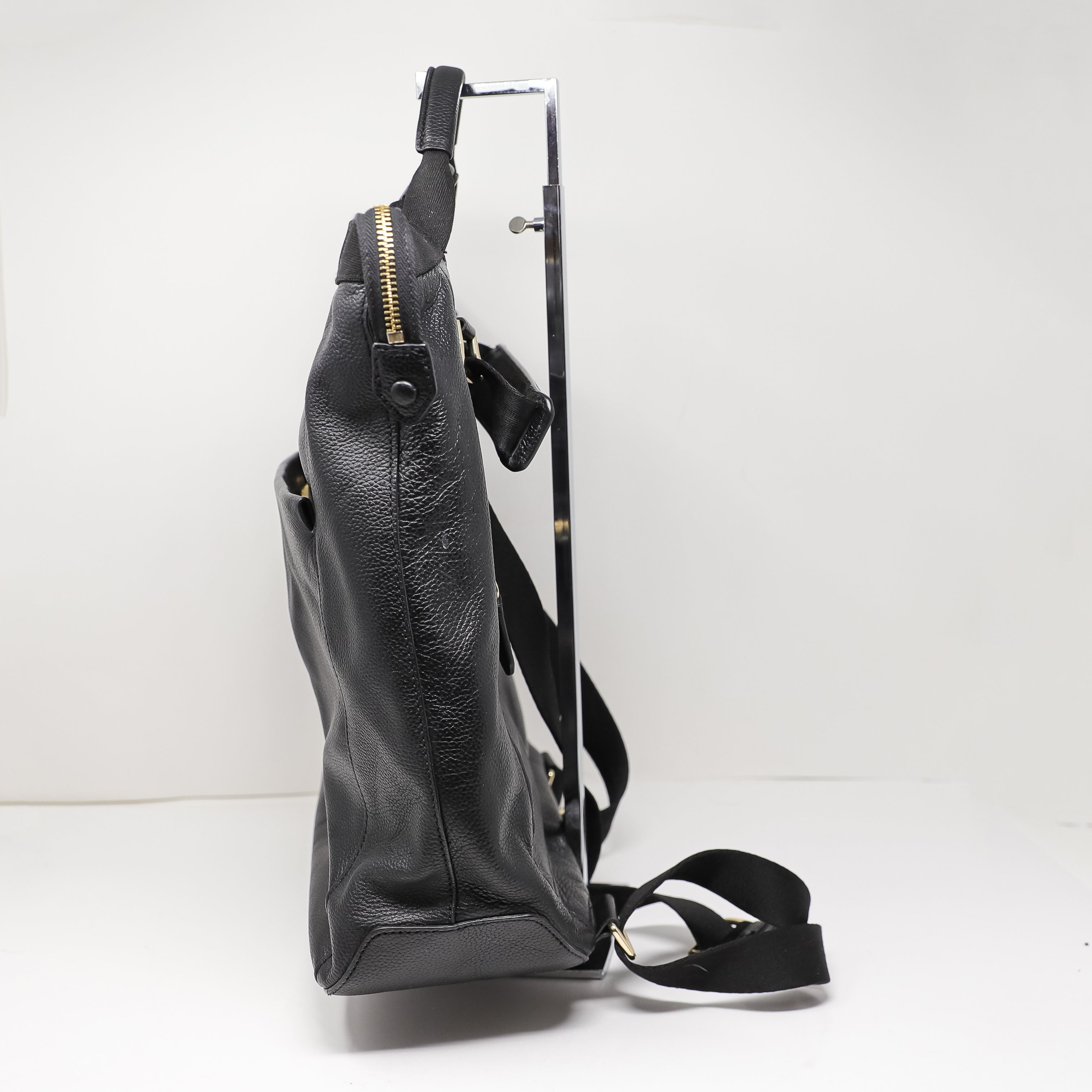 Cole Haan Grand Ambition Convertible Genuine Leather Travel Work Backpack Black