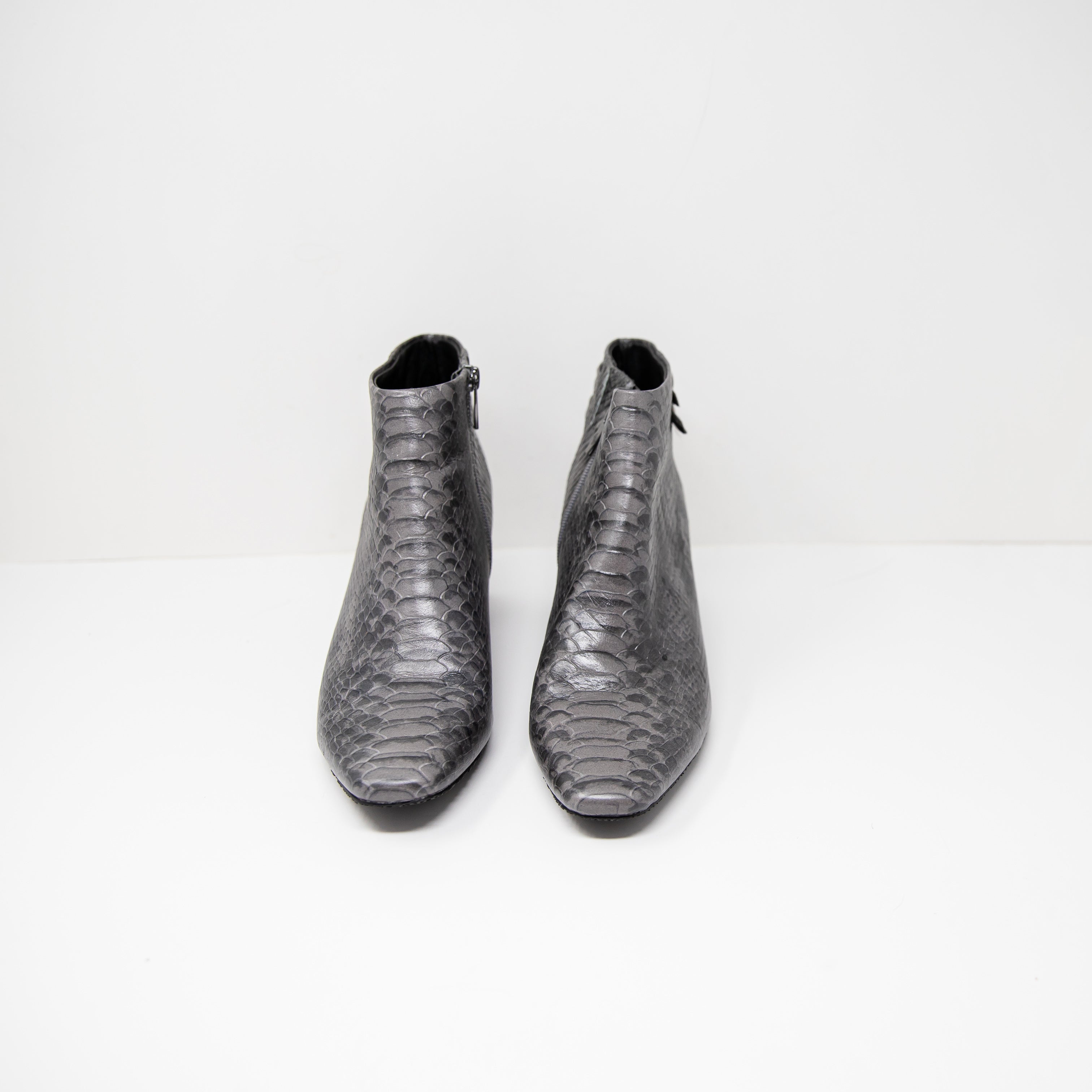 Donald Pliner Alek Women's Faux Snake Embossed Leather Ankle Heel Booties Shoes