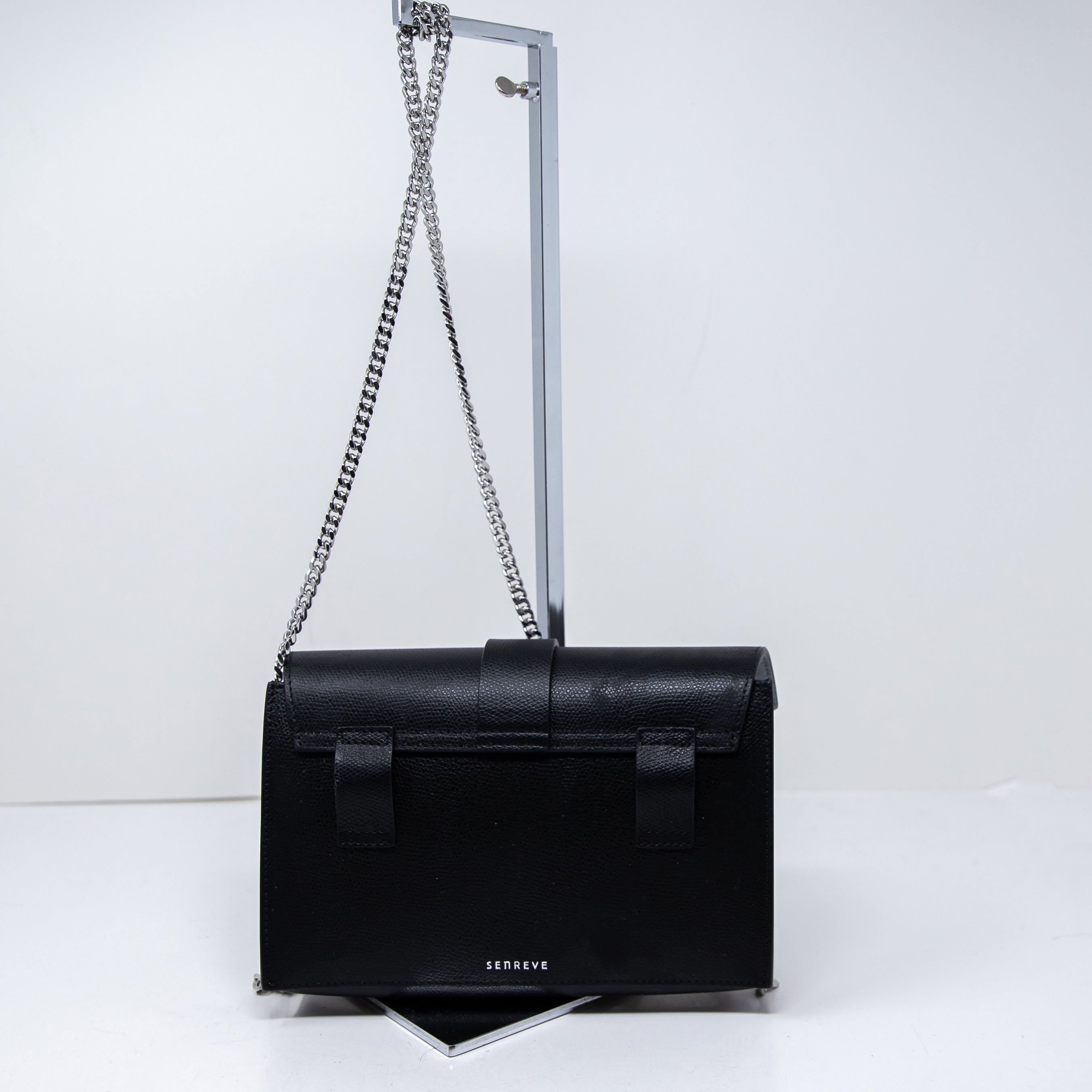 Senreve Aria Elevee Made in Italy Genuine Leather Crossbody Belt Bag Purse Black