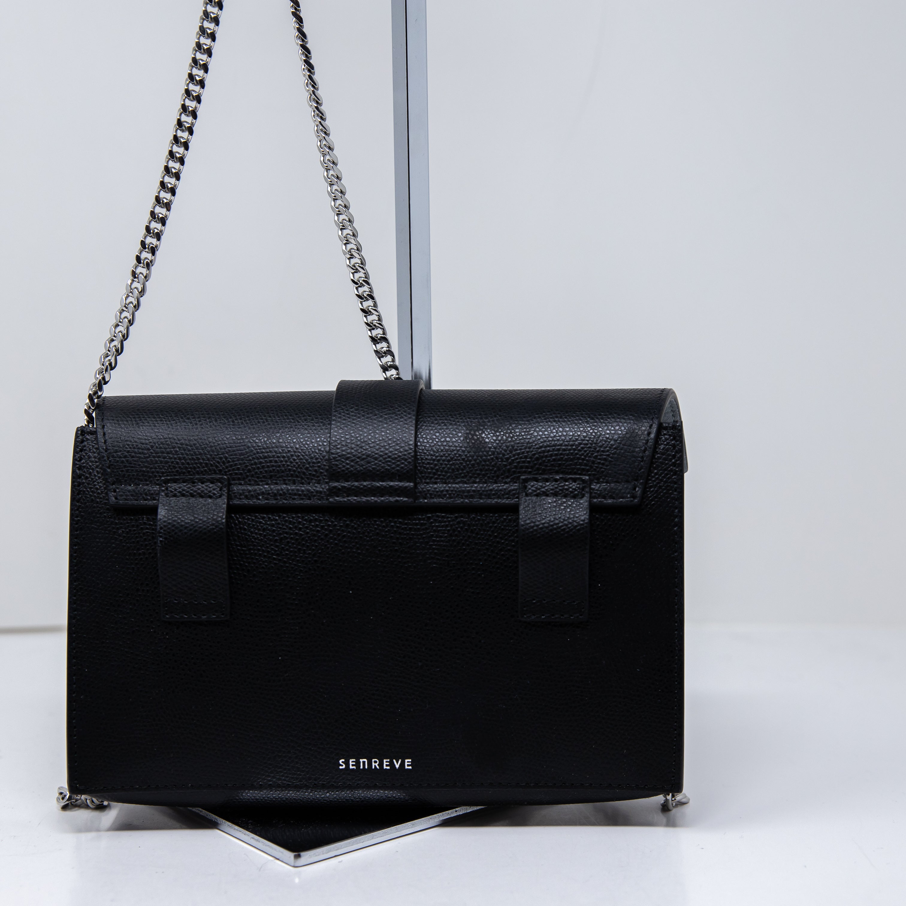 Senreve Aria Elevee Made in Italy Genuine Leather Crossbody Belt Bag Purse Black