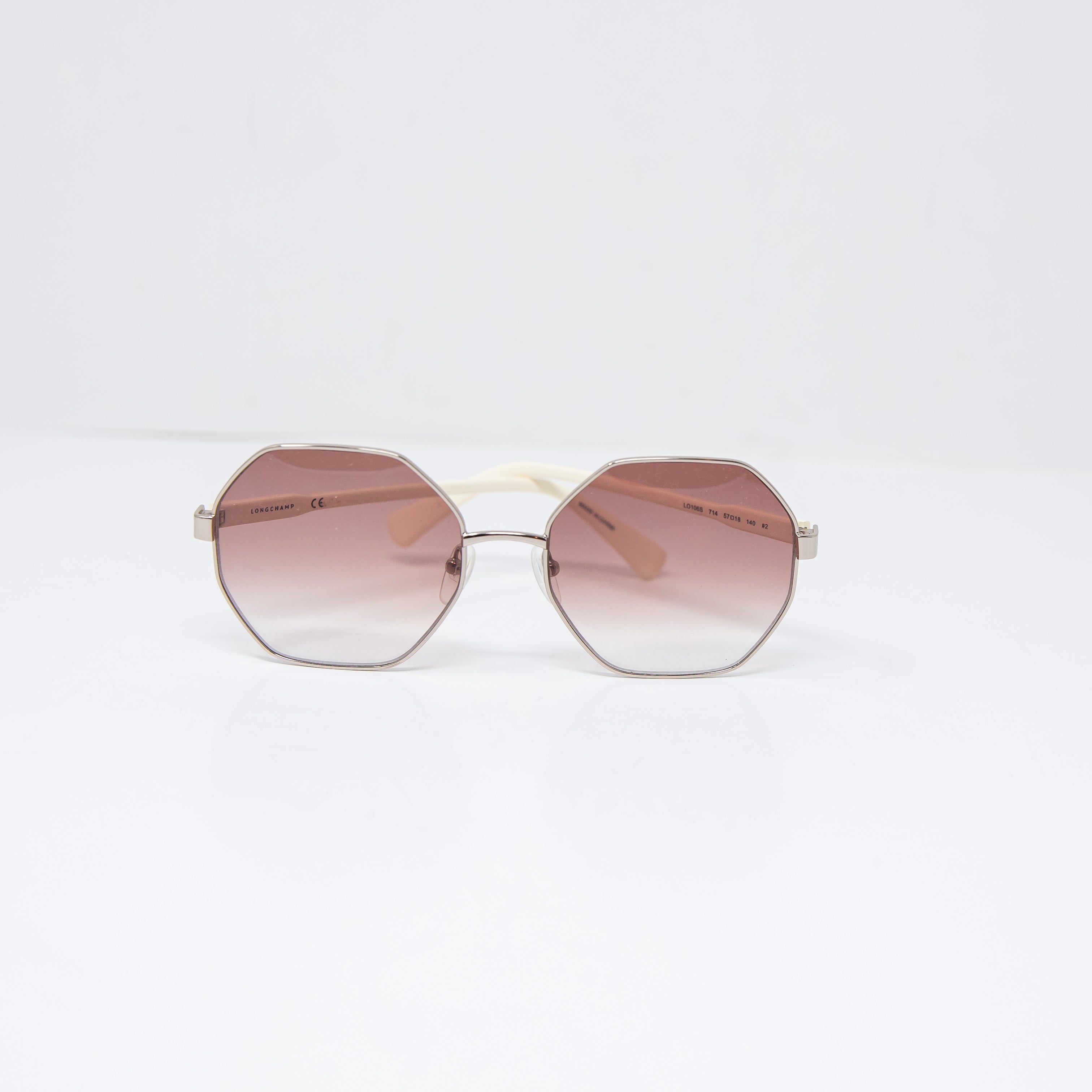 Longchamp LO106S Octagon Shape Lenses Ivory Neutral Gradient Sunglasses
