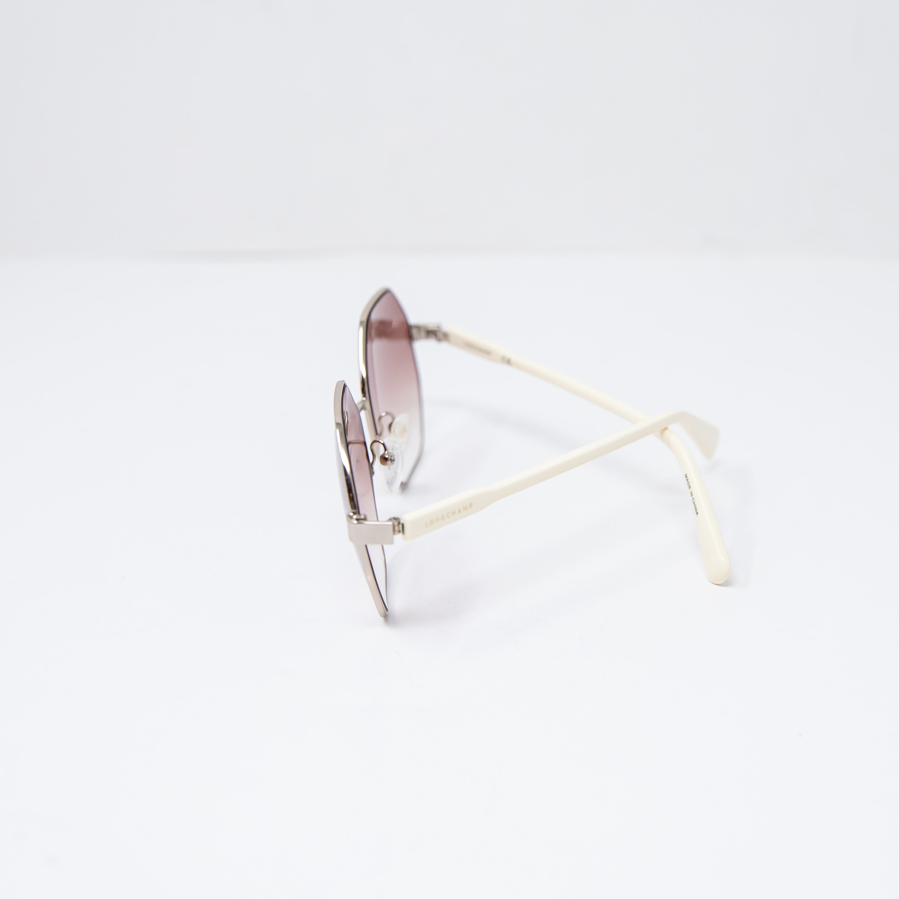 Longchamp LO106S Octagon Shape Lenses Ivory Neutral Gradient Sunglasses