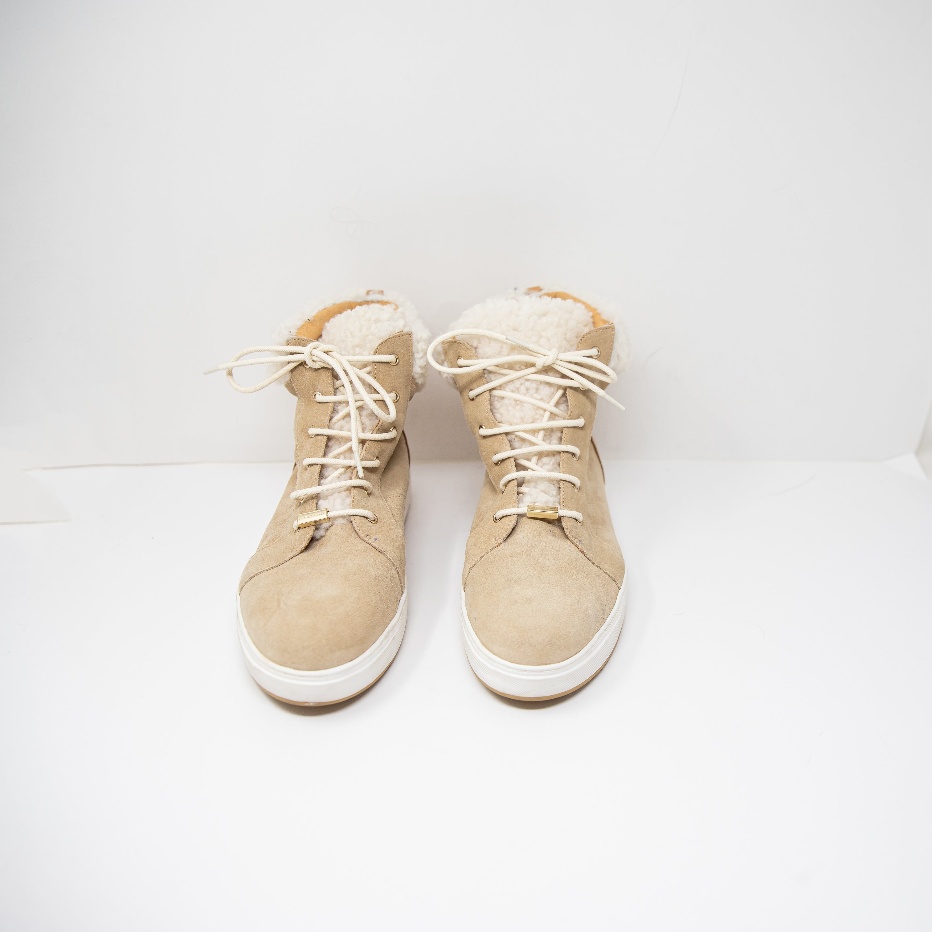 Donald Pliner Remi Suede Shearling High Top Lace Up Sneakers Shoes Natural 11