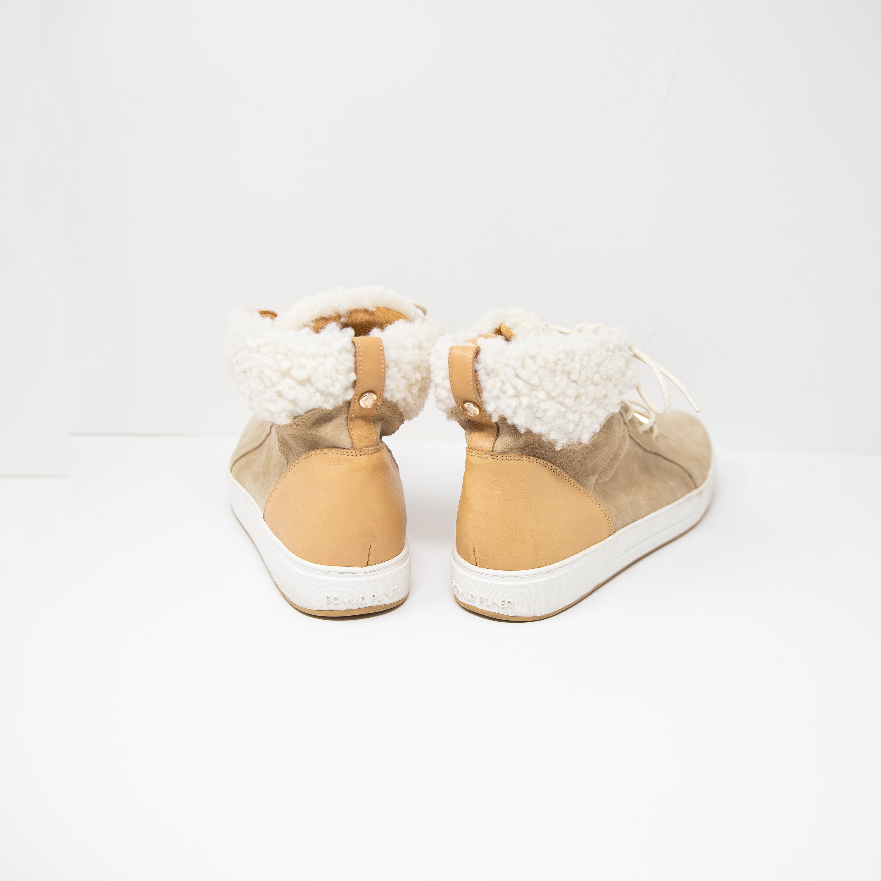 Donald Pliner Remi Suede Shearling High Top Lace Up Sneakers Shoes Natural 11
