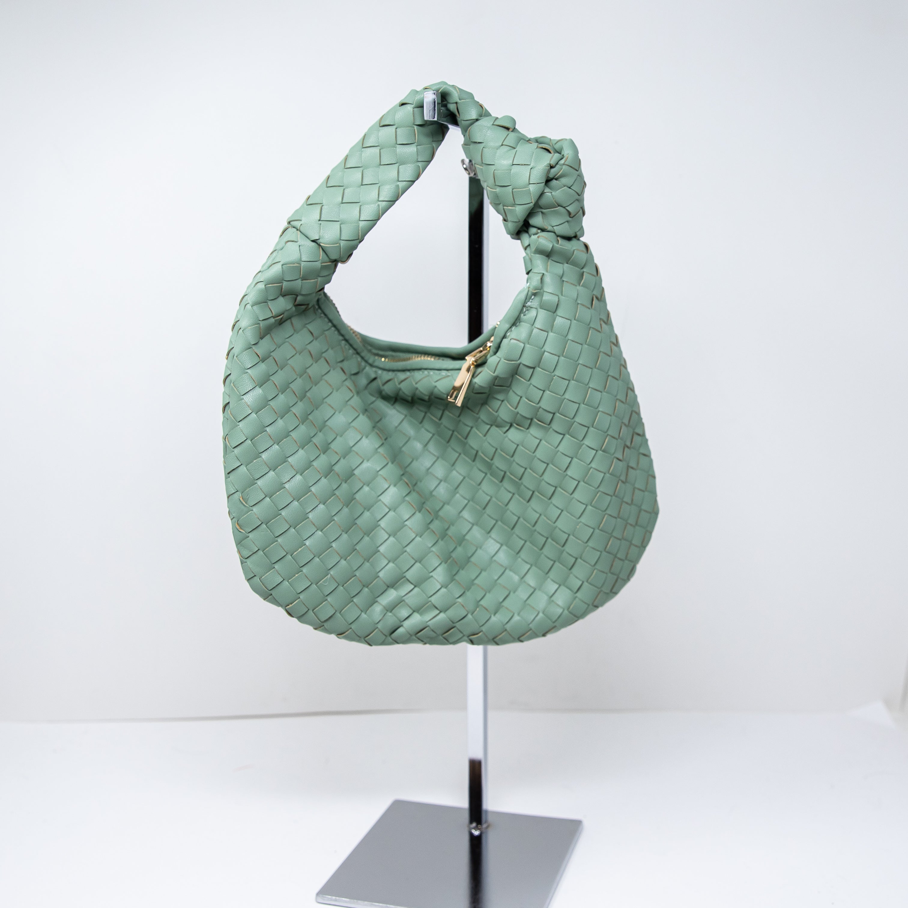 Melie Bianco The Brigitte Faux Vegan Braided Woven Leather Mini Purse Bag Mint