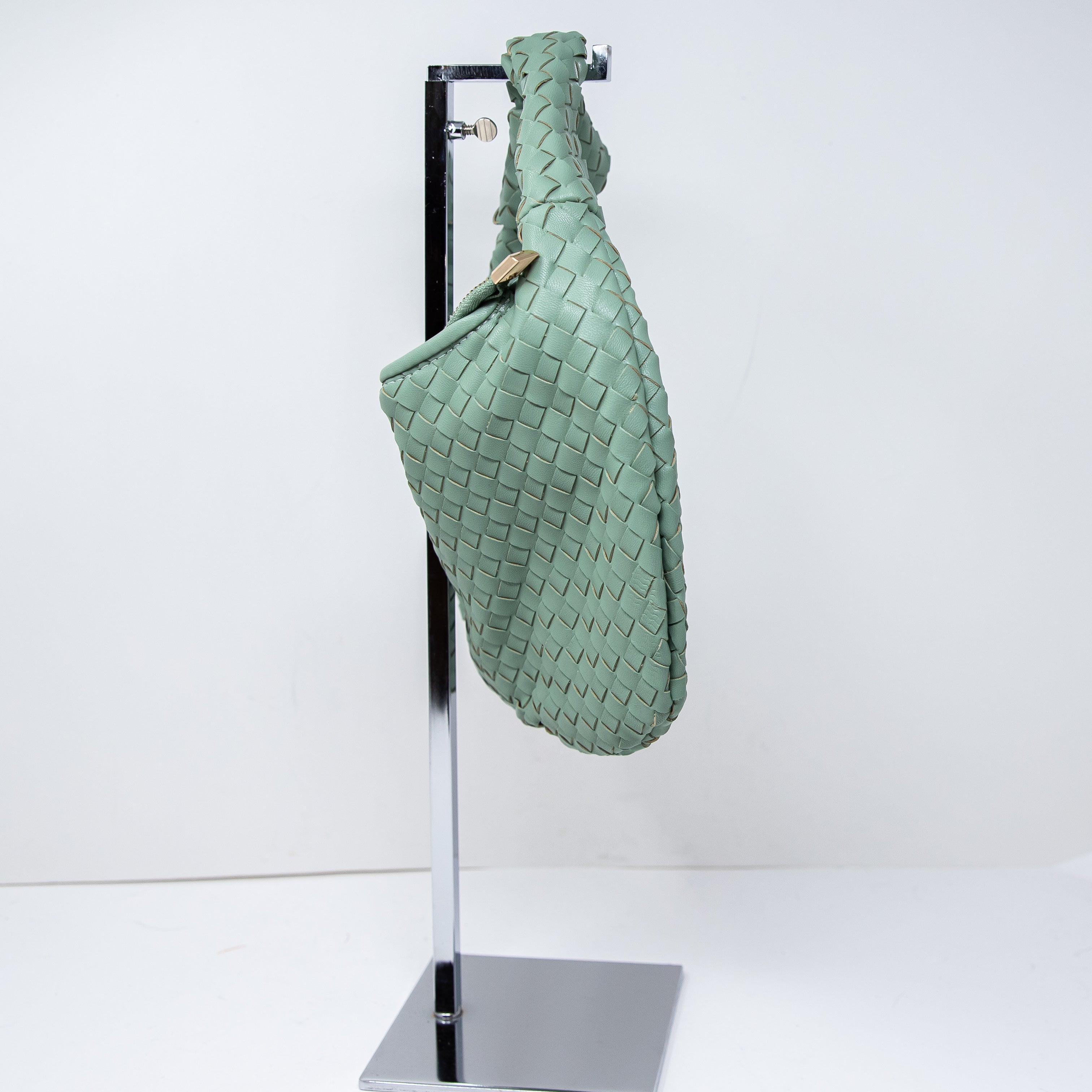 Melie Bianco The Brigitte Faux Vegan Braided Woven Leather Mini Purse Bag Mint