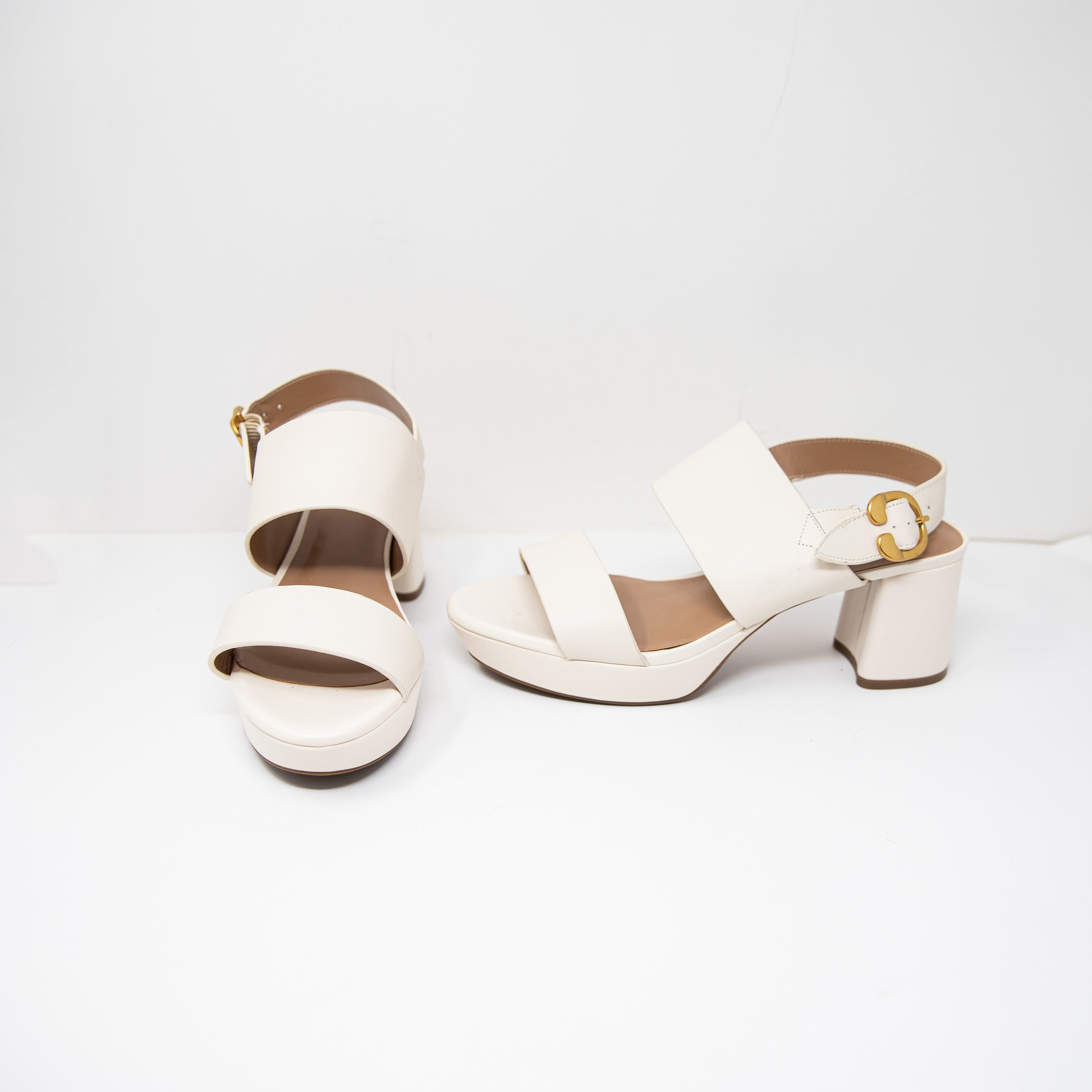 NEW Aerosoles Camera Comfortable Women's Platform Heel Sandal Ivory Leather 11