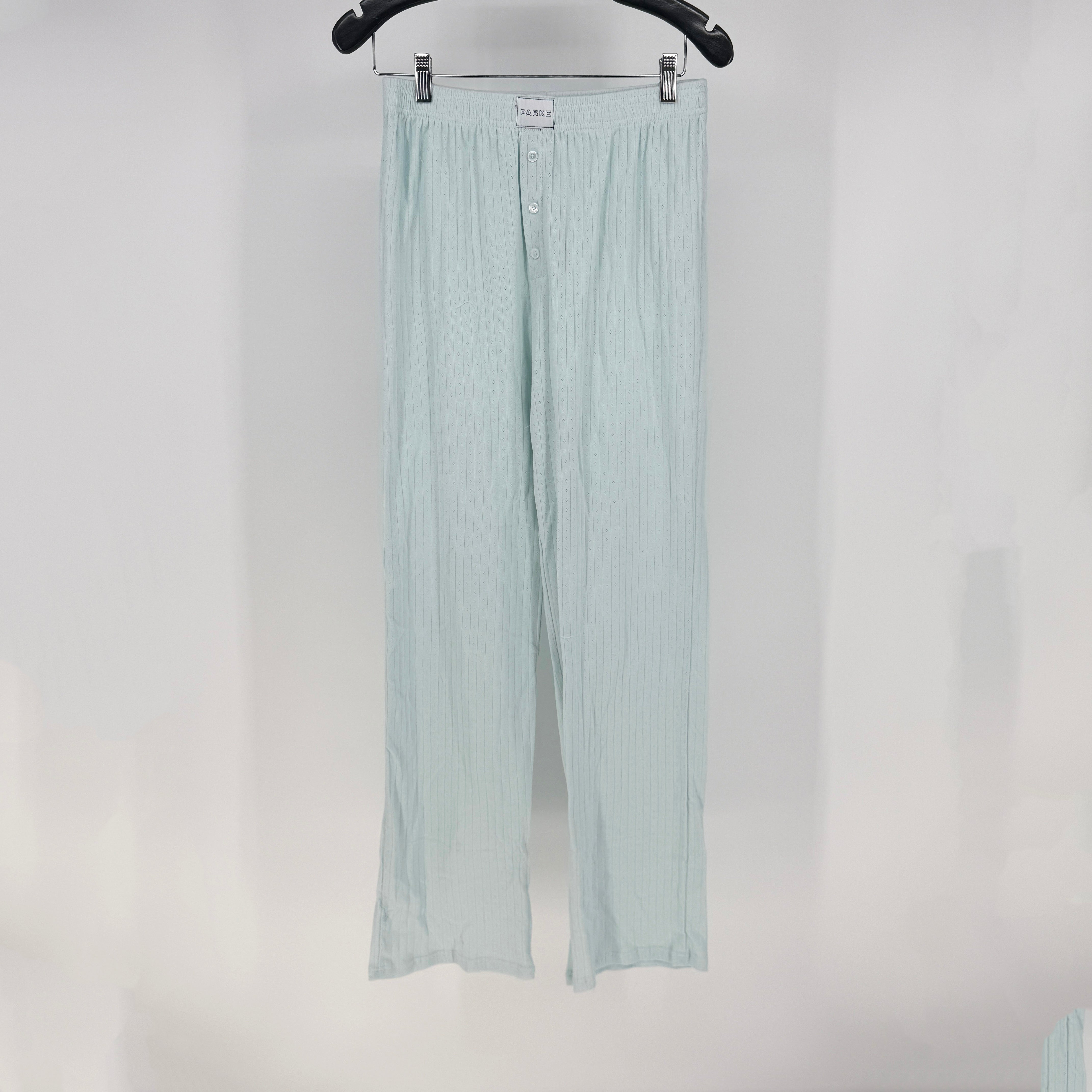 NEW Parke Pointelle Cotton Straight Leg Lounge Pajama Boxer Pants Pale Blue S