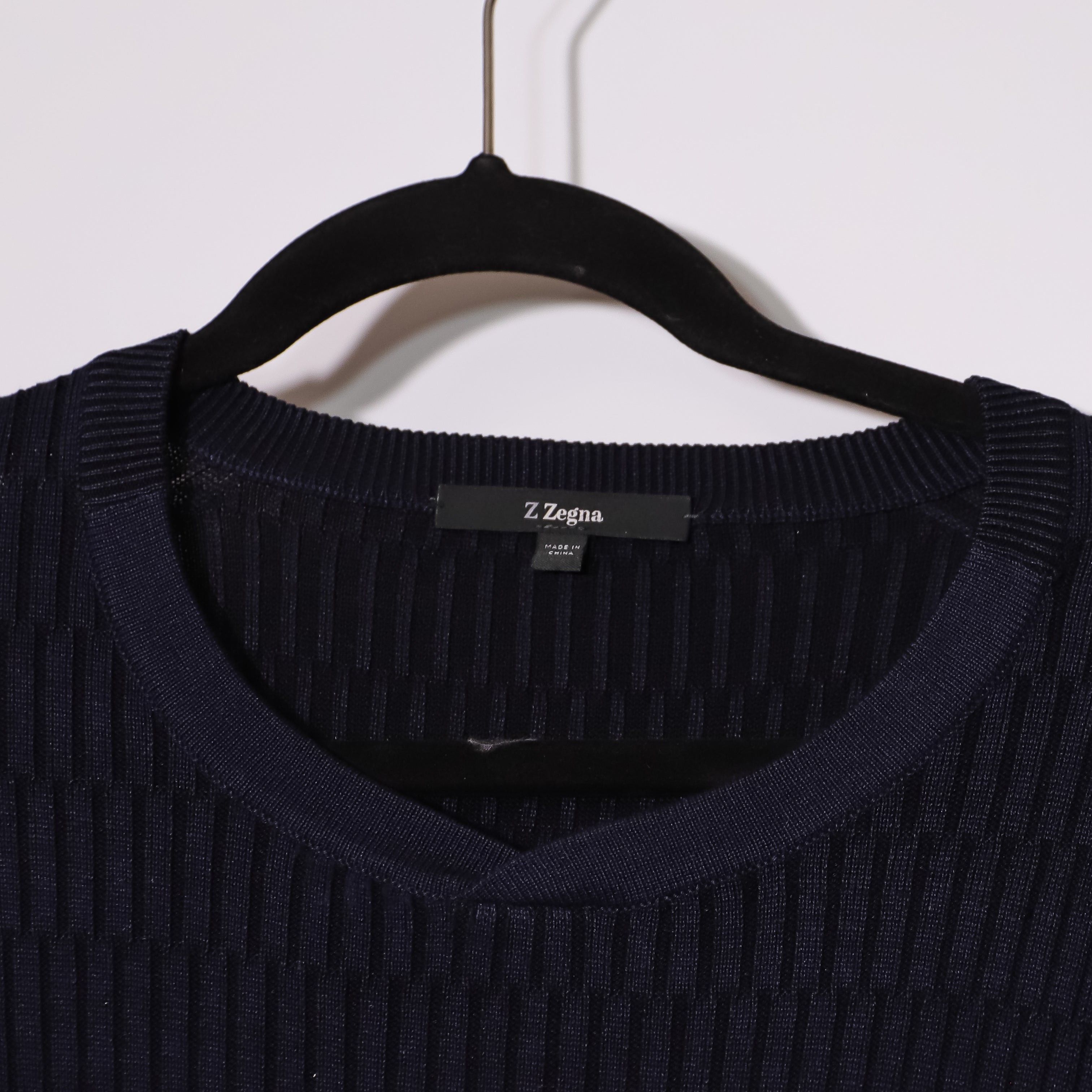 Z Zegna Men's Cotton Silk Ribbed Knit Crew Neck Long Sleeve Pullover Sweater XL