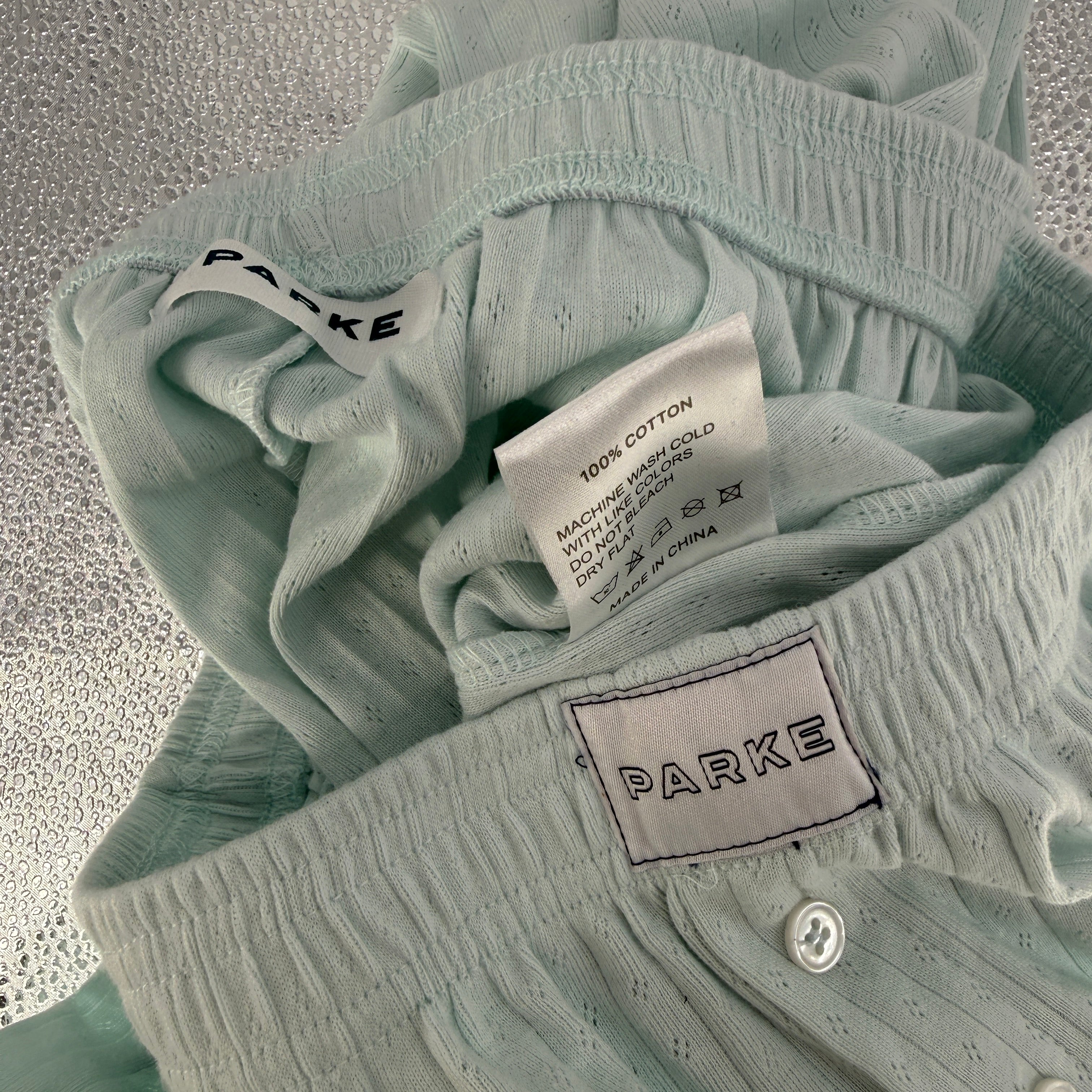 NEW Parke Pointelle Cotton Straight Leg Lounge Pajama Boxer Pants Pale Blue XS