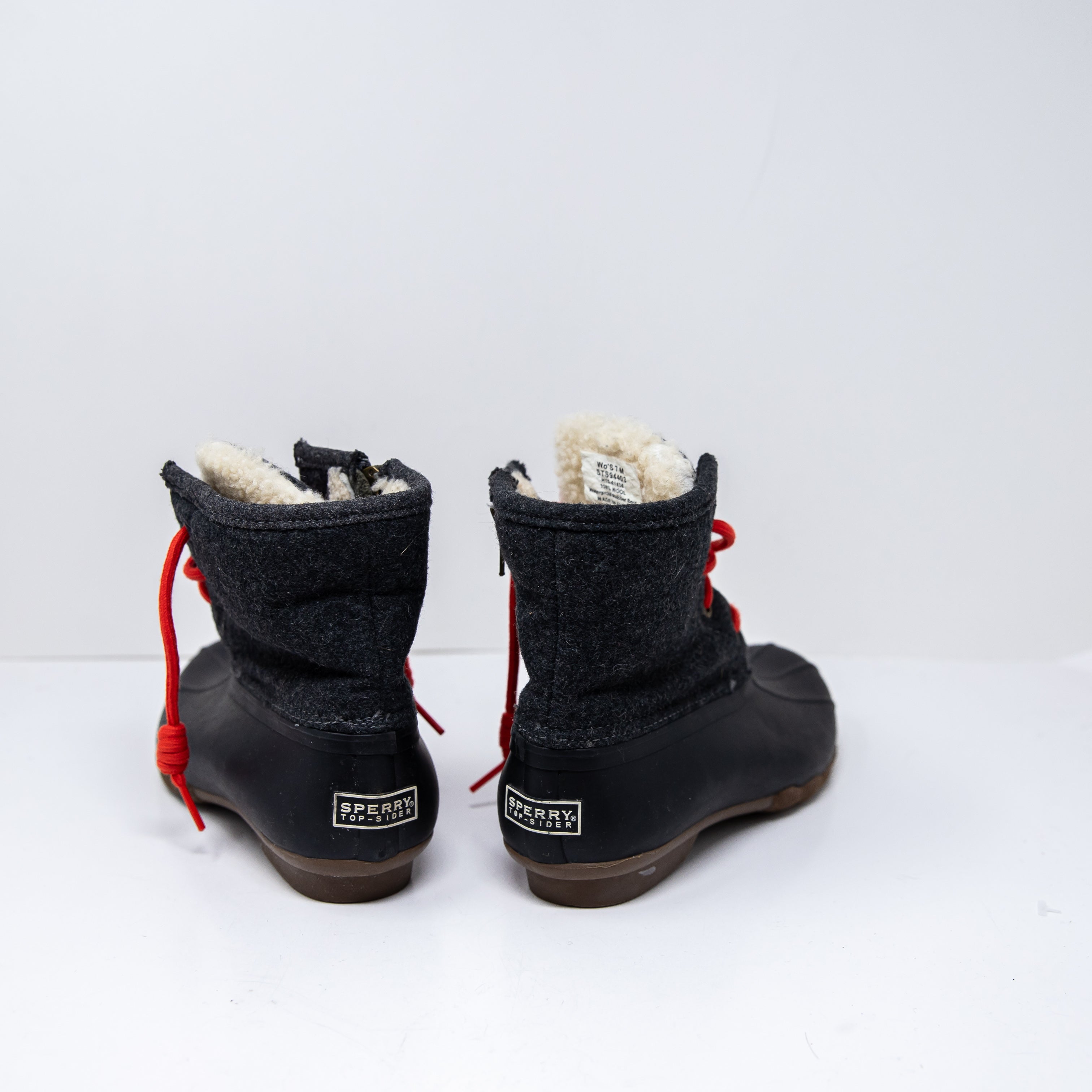 Sperry Topsider Women's Saltwater Waterproof Faux Fur Lined Boots Shoes Black 7