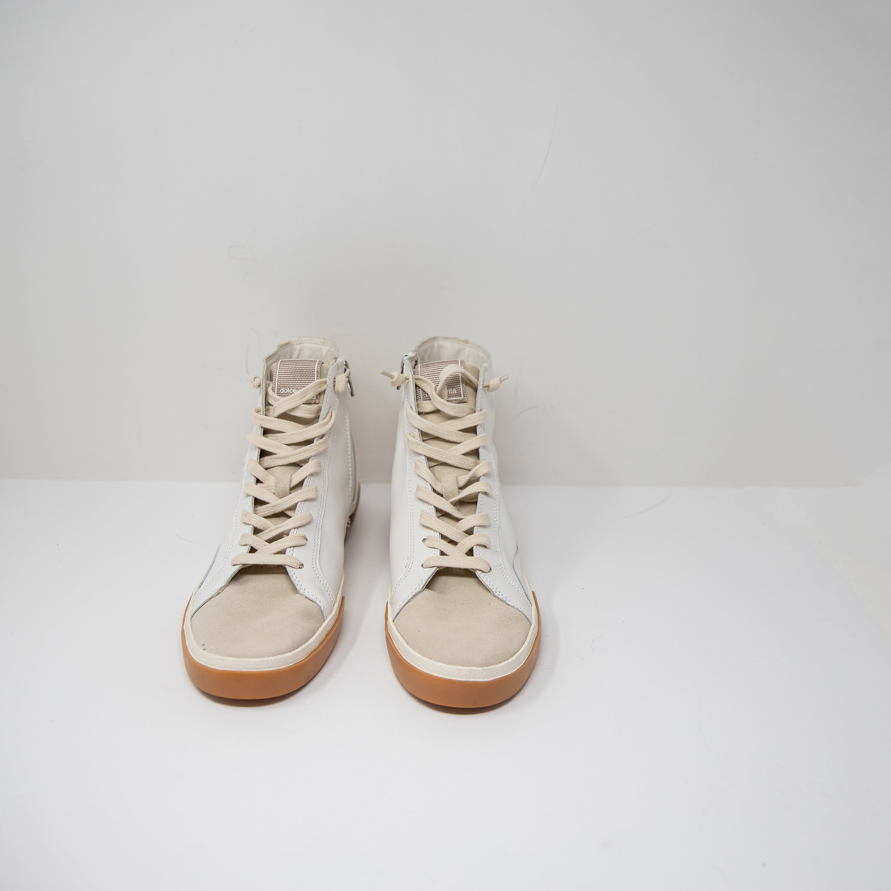 NEW Dolce Vita Zohara Genuine Leather High Top Lace Up Sneakers Shoes White 11
