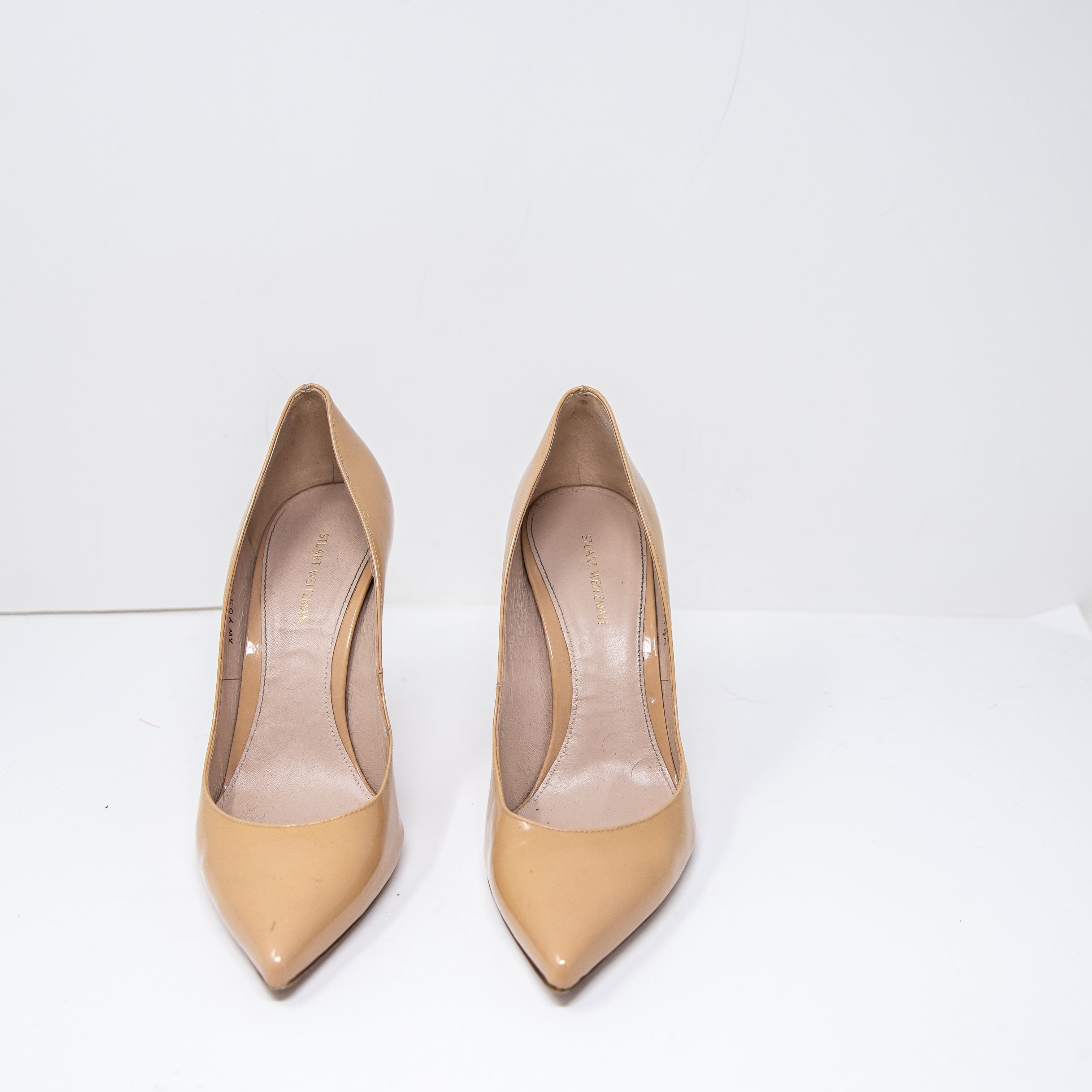 Stuart Weitzman Women's Patent Leather Almond Toe Slip On Stiletto High Heels