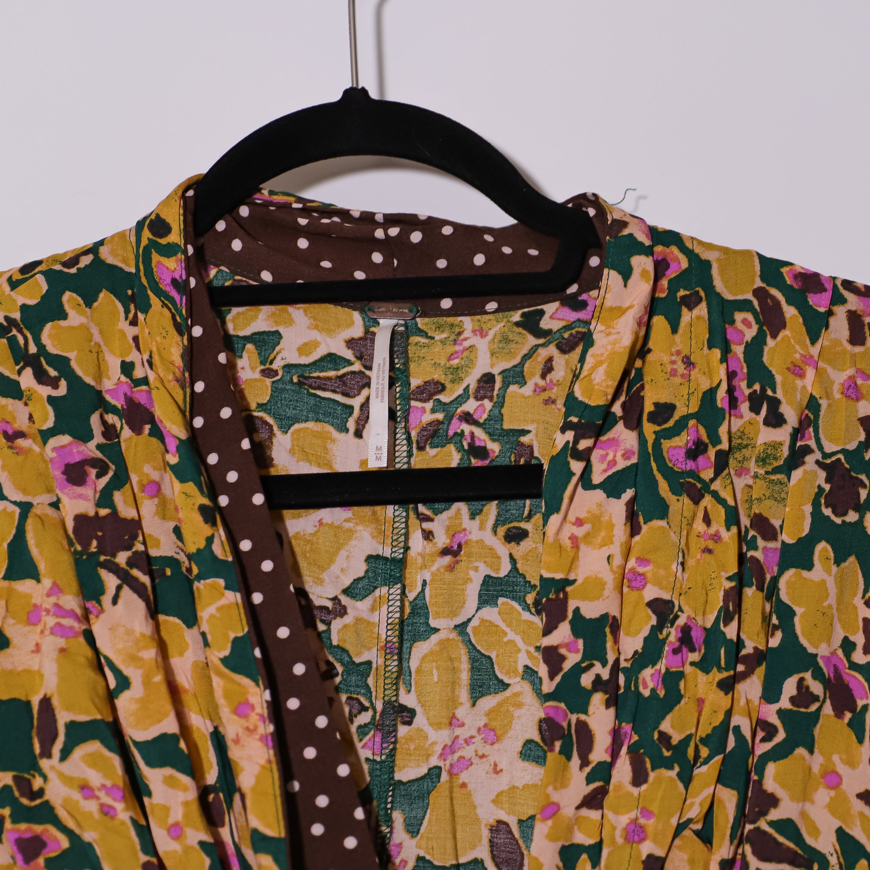 Free People Fiorella V Neck Short Sleeve Multi Color Print Pattern Romper Medium