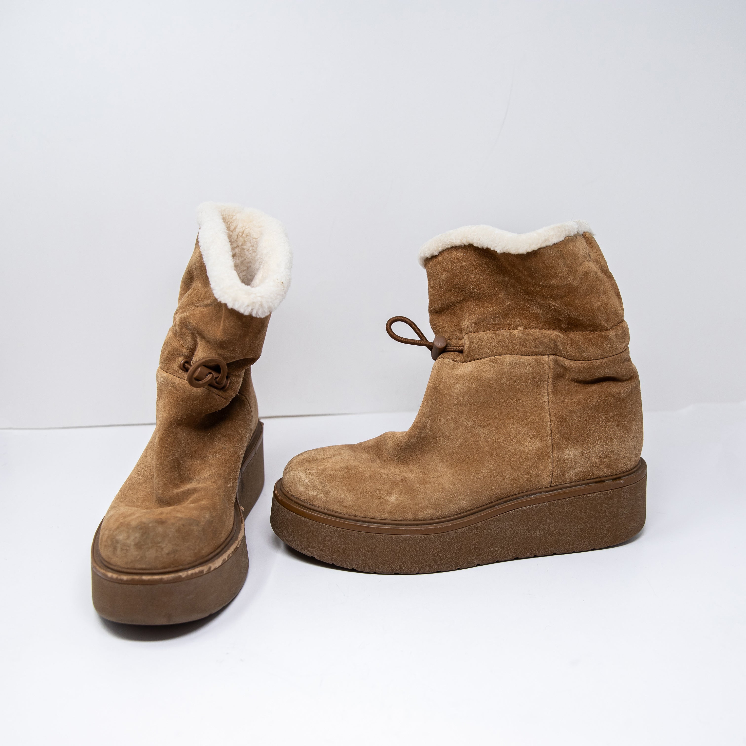 Vince Women's Bellingham Genuine Suede Leather Shearling Lined Platform Boots 7