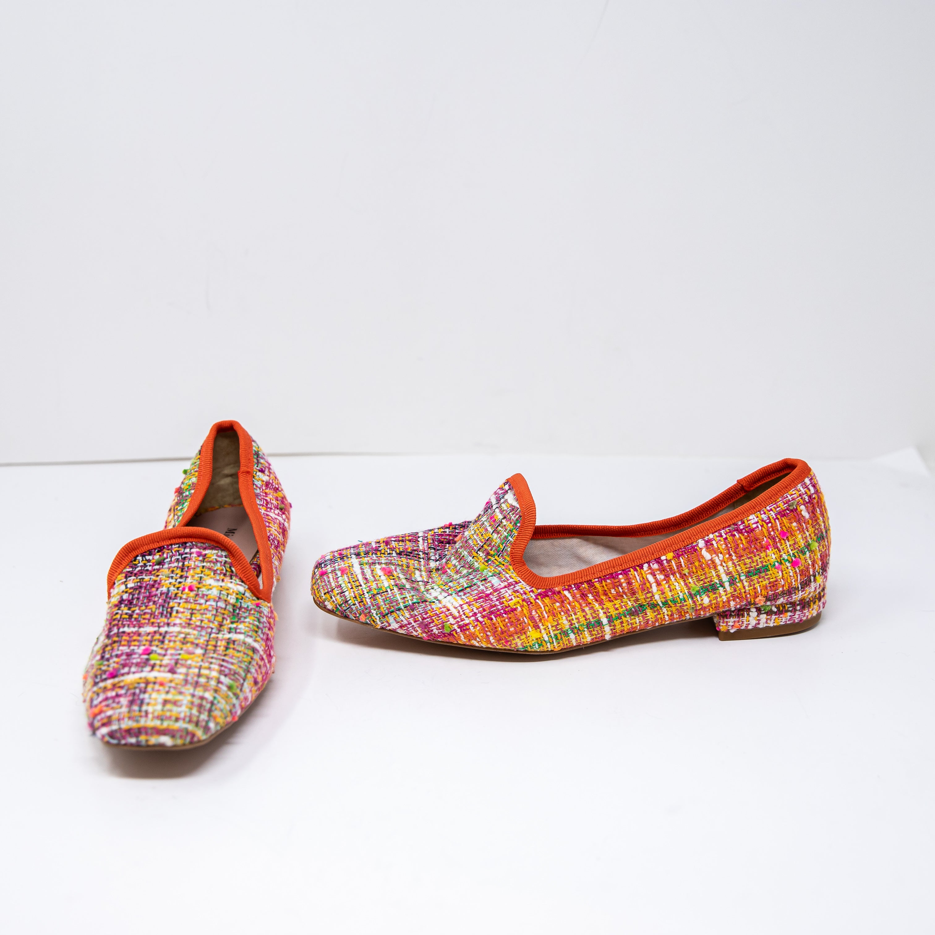 NEW Michele Lopriore Elyse Pointy Loafer Multicolor Orange Melange Flat Shoes 8