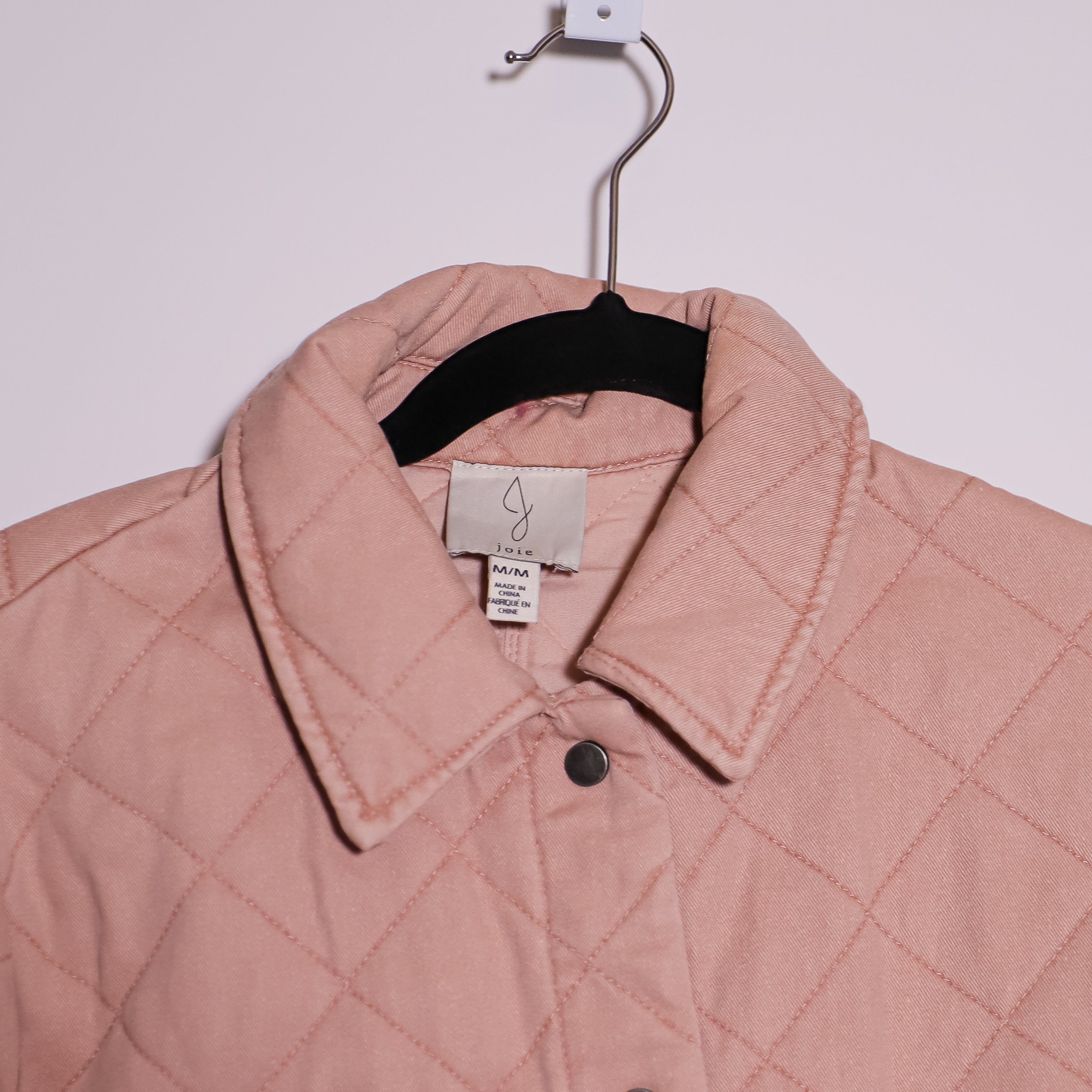 Joie Women's Cotton Quilted Collar Snap Button Barn Coat Jacket Pink Medium