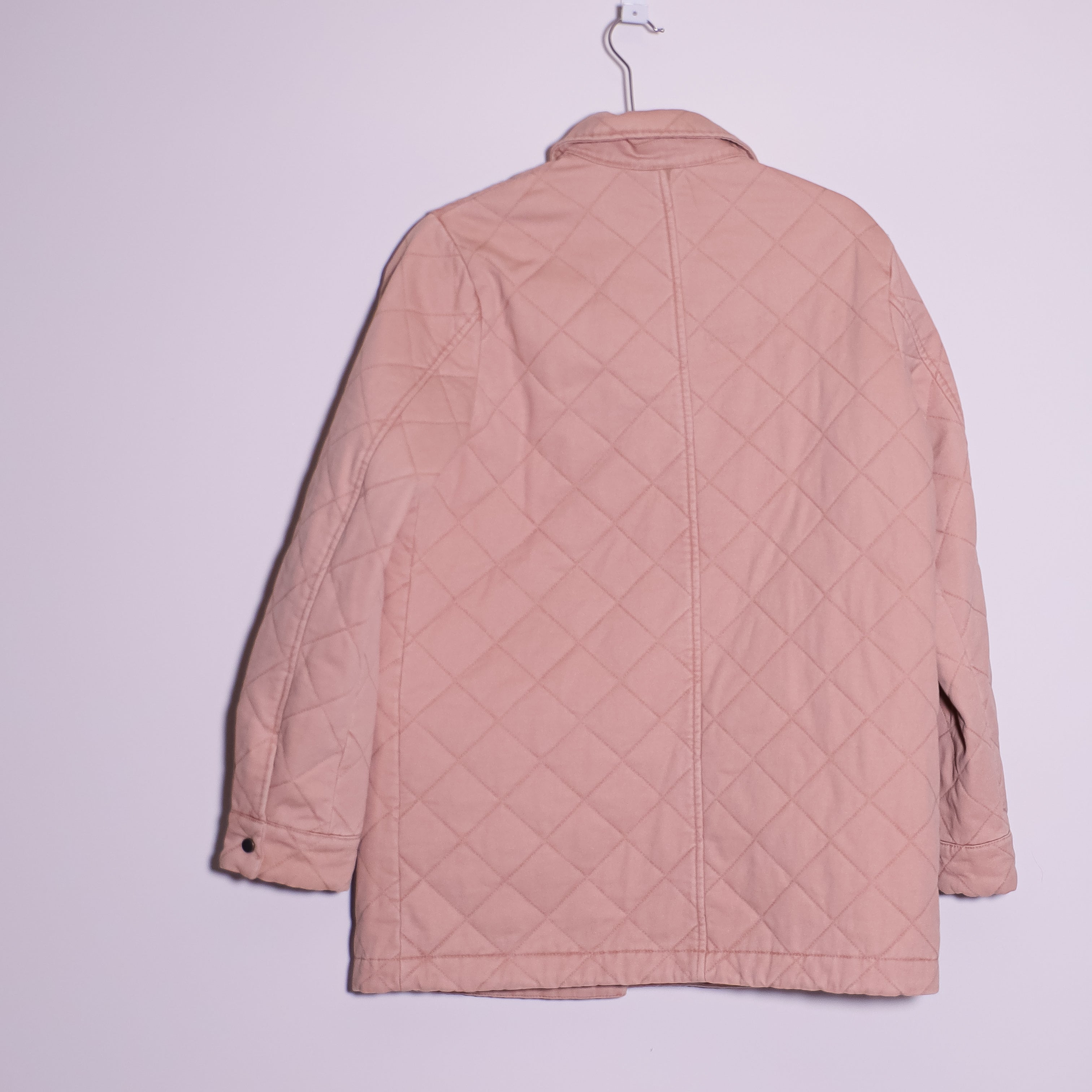 Joie Women's Cotton Quilted Collar Snap Button Barn Coat Jacket Pink Medium