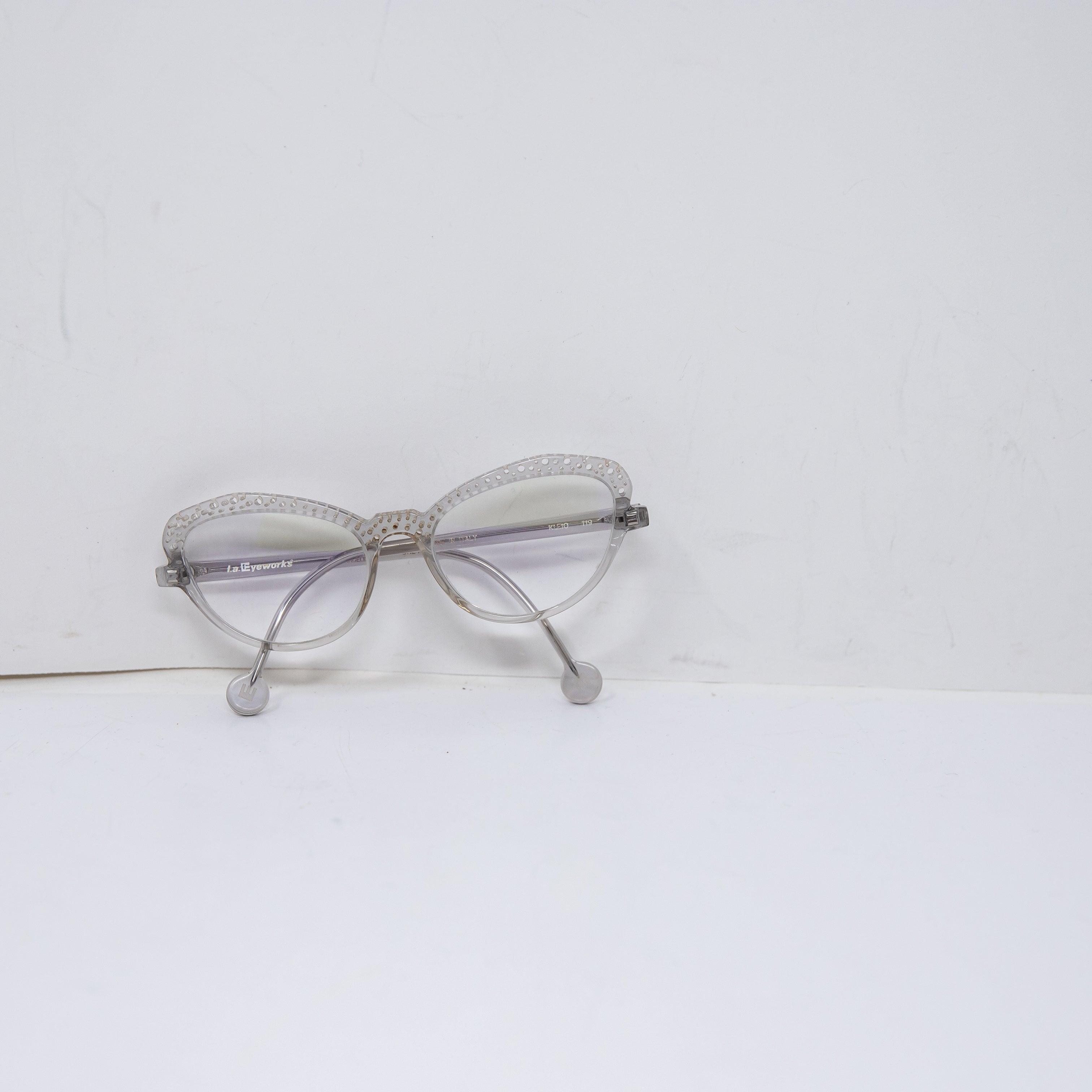 L.A. Eyeworks Kleio 119 Clear Rim Cat Eye Textured Frame Reading Glasses 