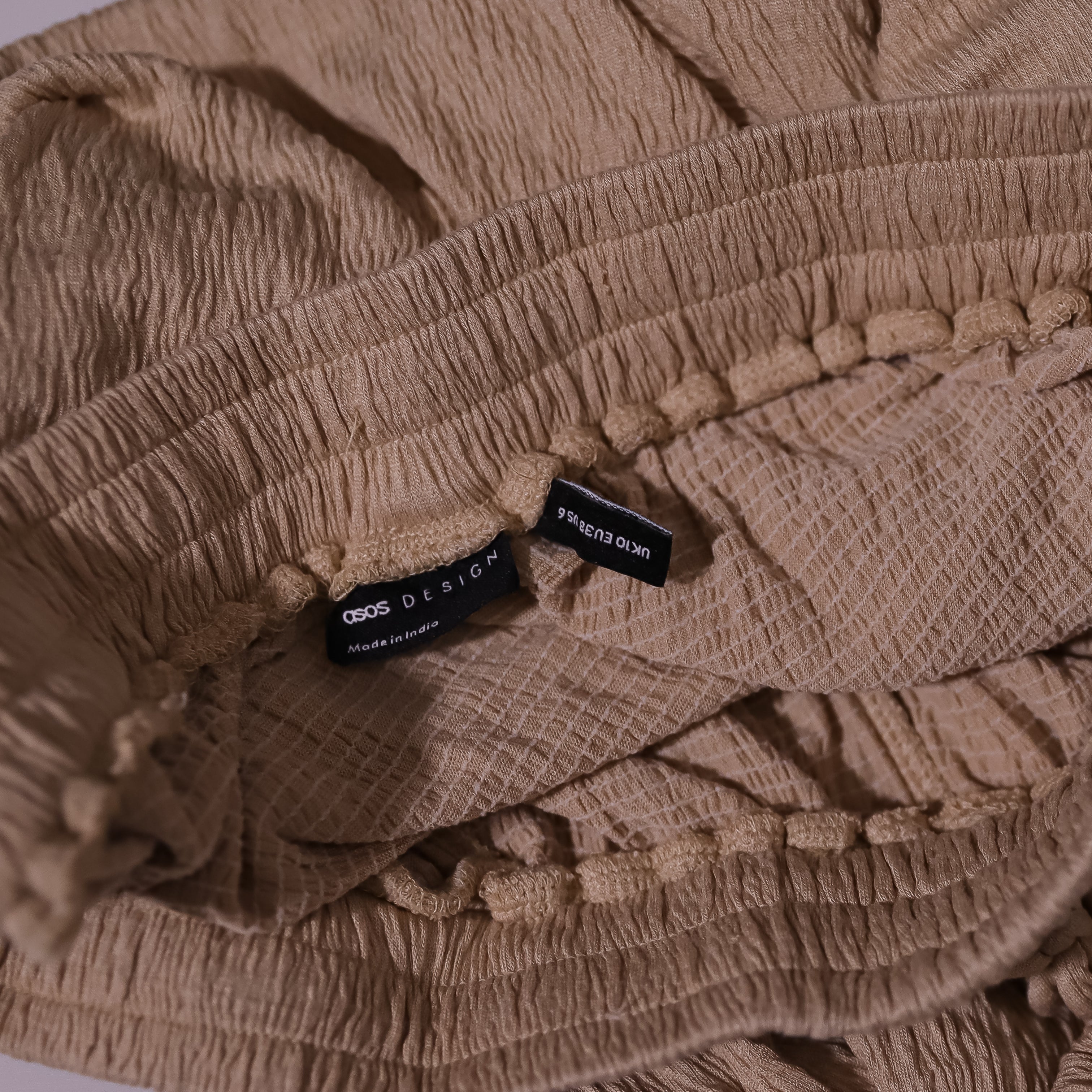 Asos Design Crinkle Sheer Lace Panel Ankle Pants Trousers In Stone 6