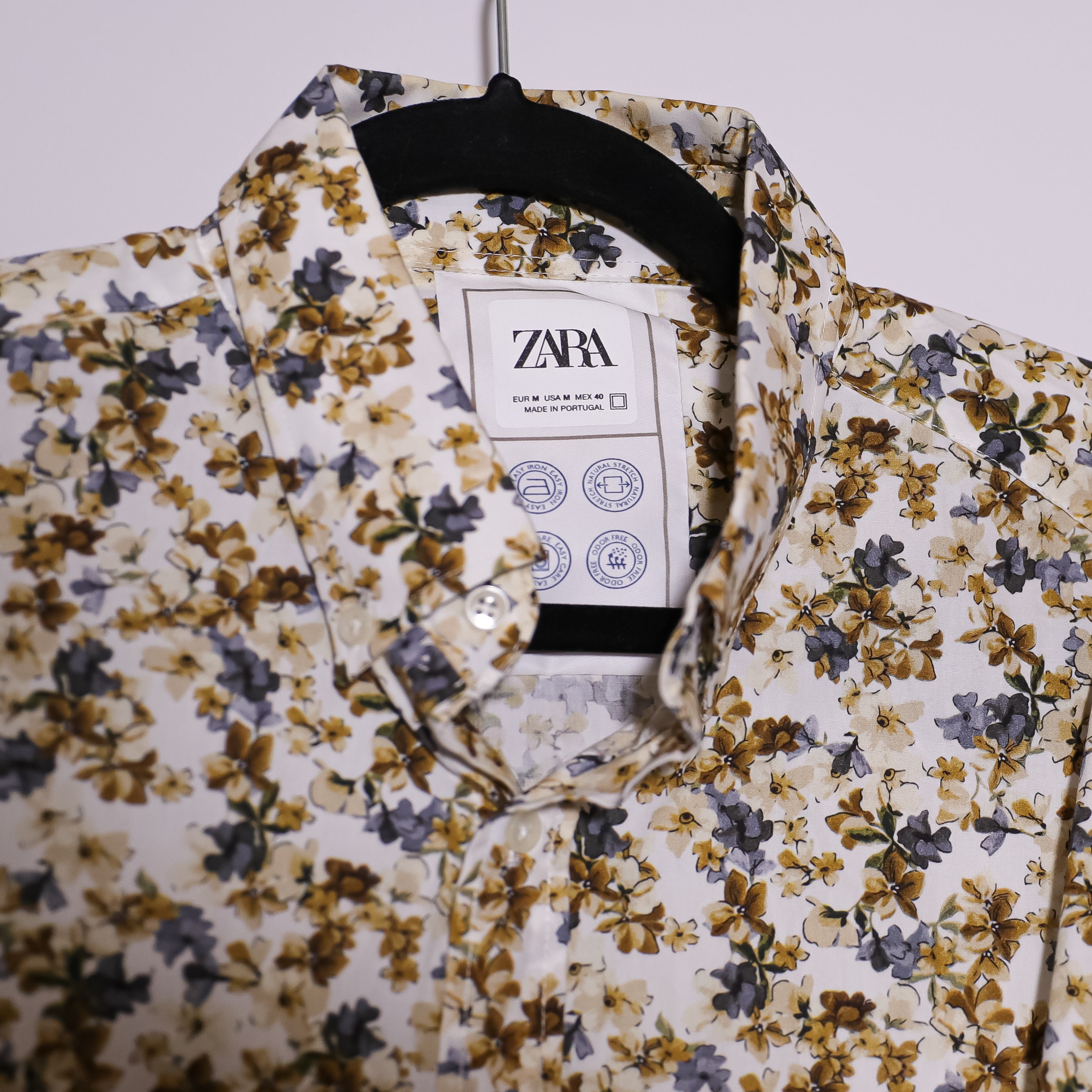 Zara Women's Collared Button Front Easy Iron Natural Stretch Floral Print Shirt