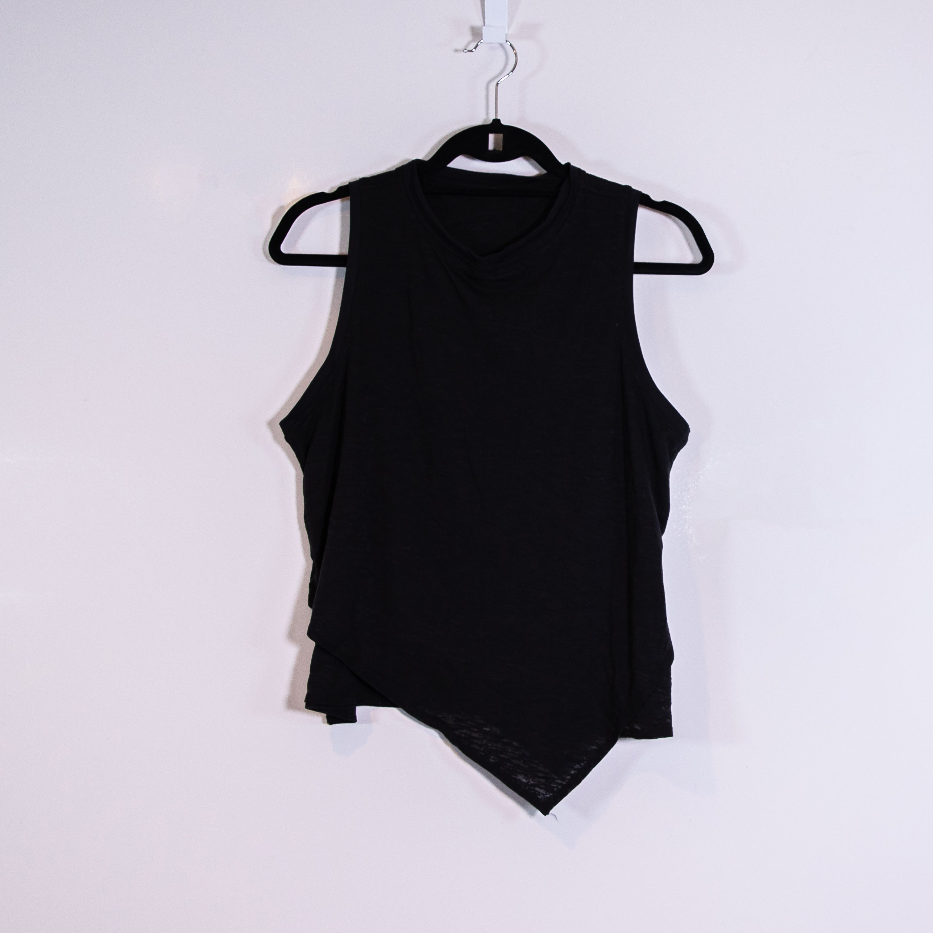 Lululemon Asymmetrical Hem Crew Neck Sleeveless Cotton Overlay Tank Top Black