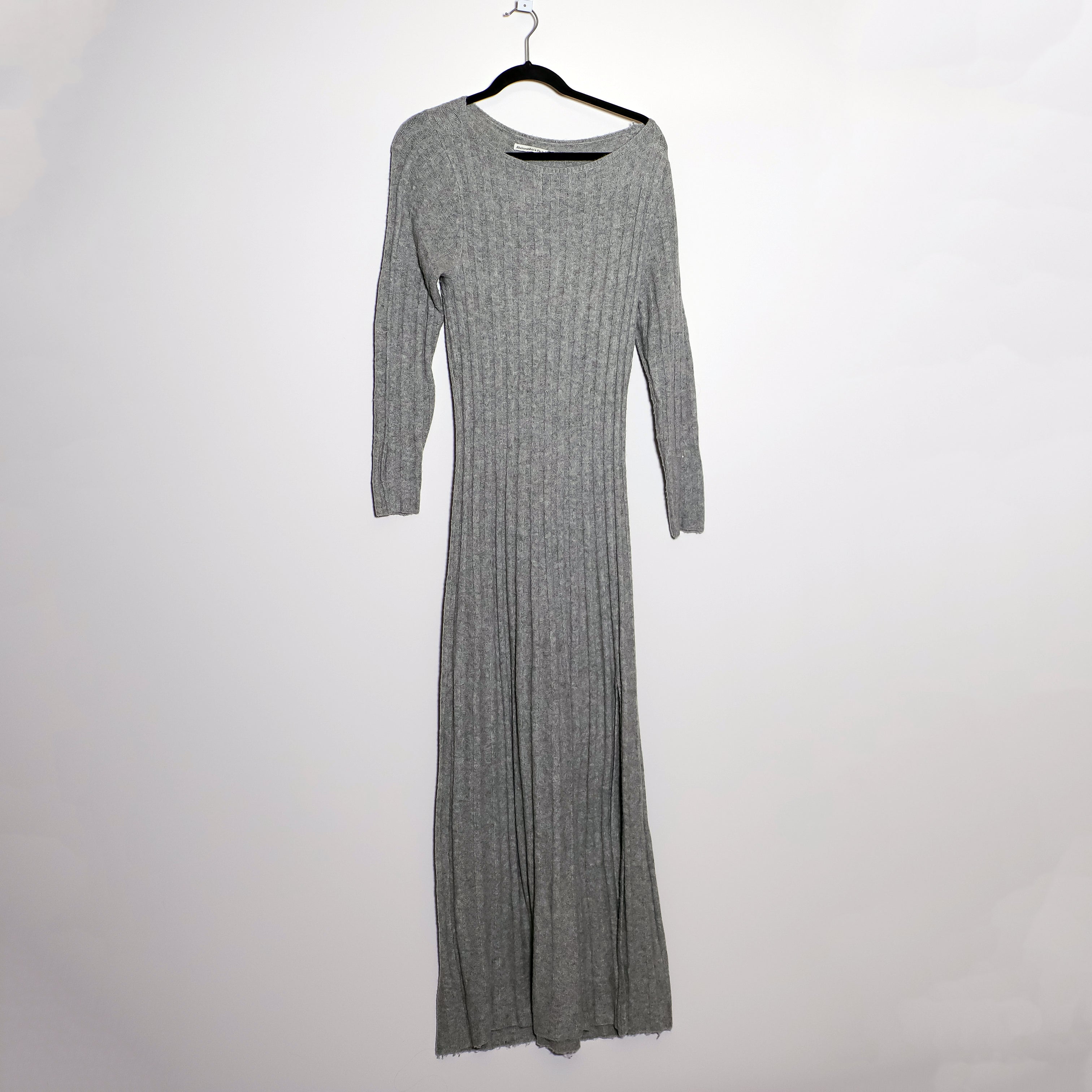 Abercrombie & Fitch Wool Blend Scoop Neck Ribbed Sweater Knit Side Slit Dress M