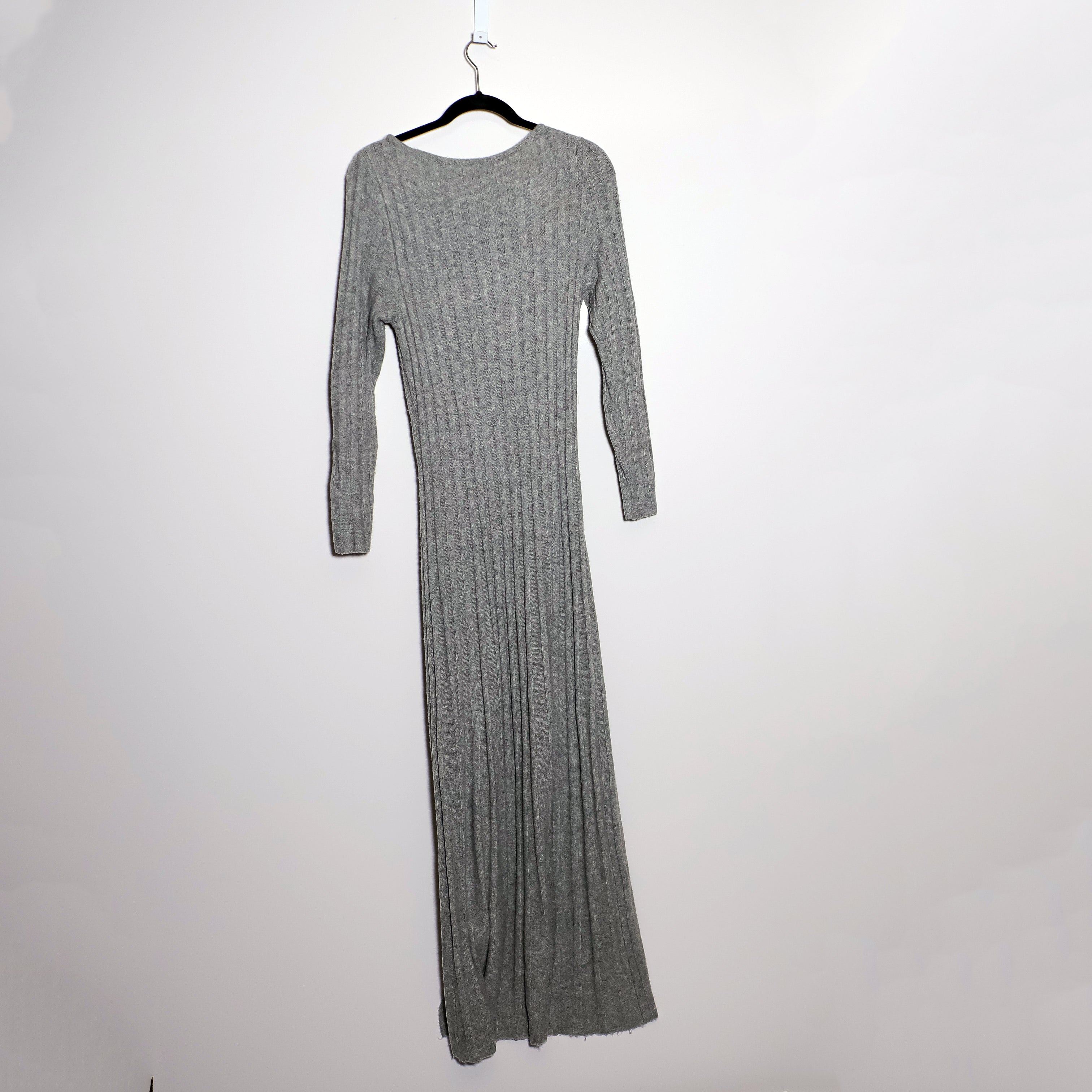 Abercrombie & Fitch Wool Blend Scoop Neck Ribbed Sweater Knit Side Slit Dress M