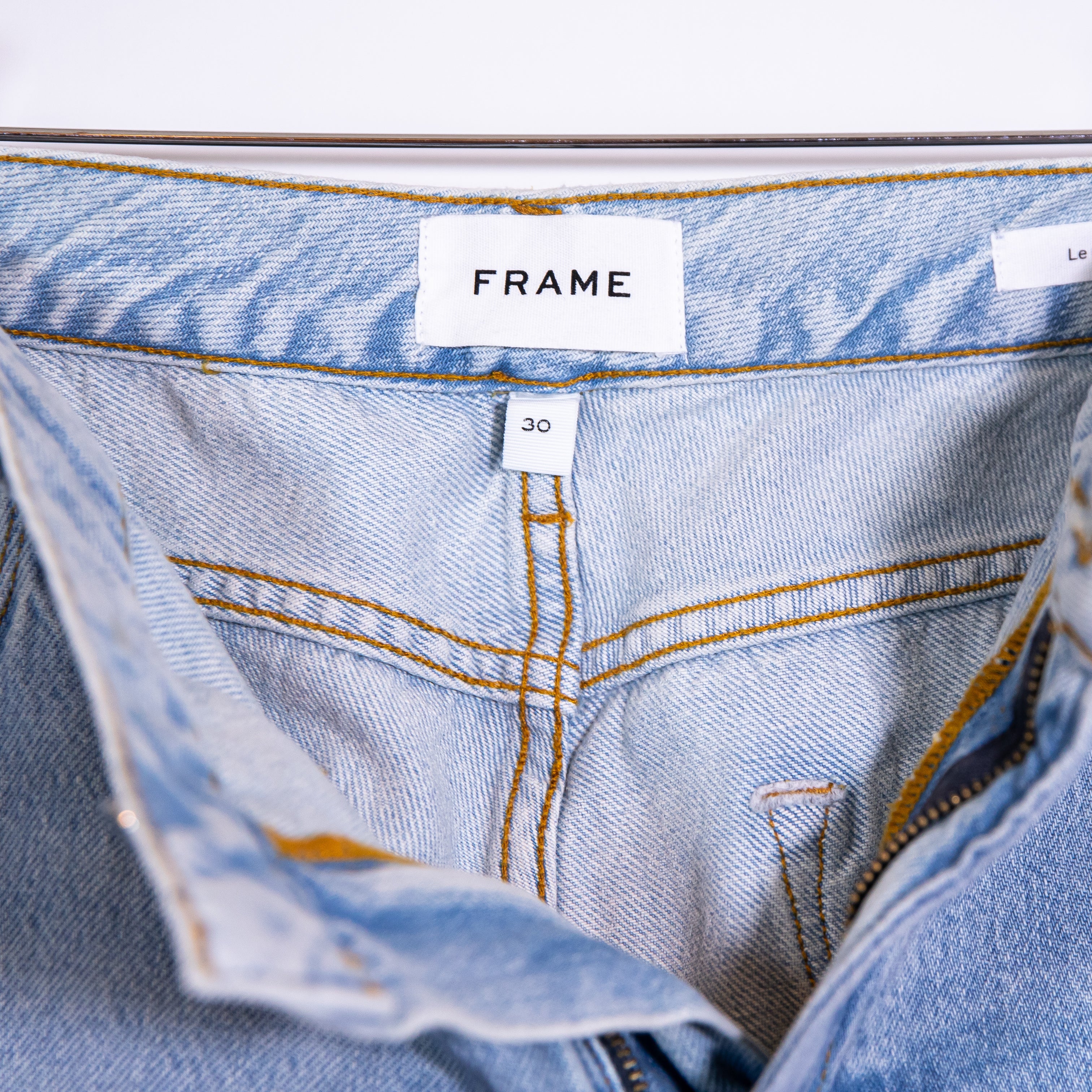 Frame Denim Le Garcon Cotton Straight Leg Mid Rise Natoma Distressed Wash Jeans