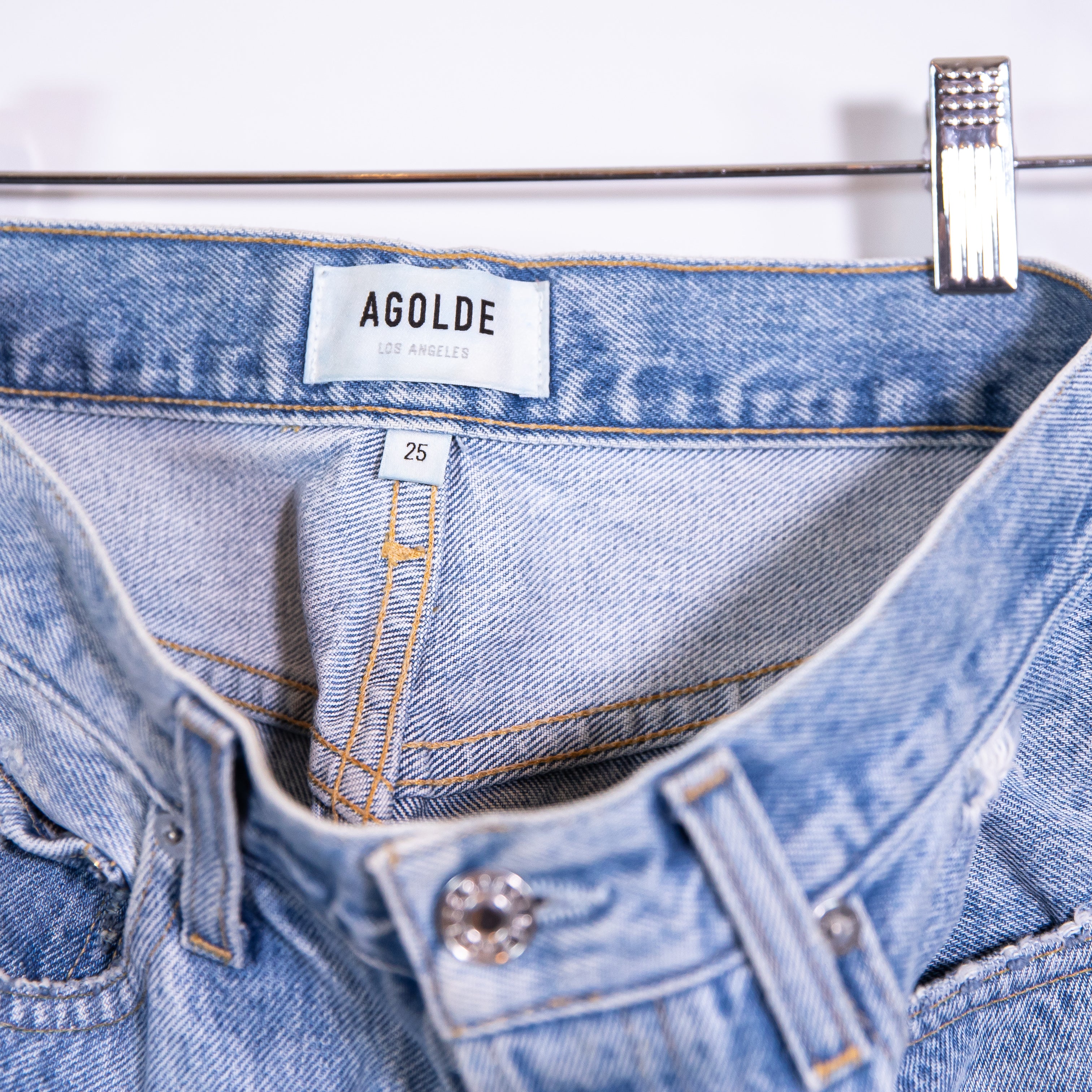 Agolde Women's 90's Mid Rise Loose Fit Distressed Denim Jeans Fall Out Wash 25