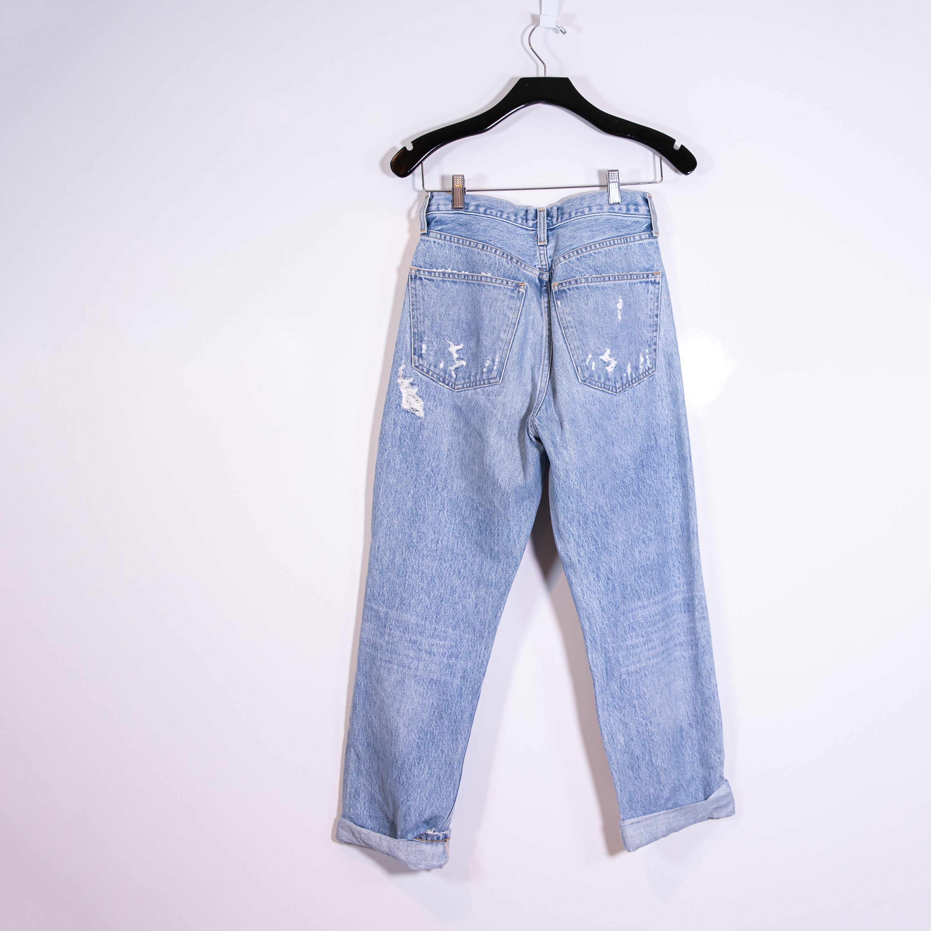 Agolde Women's 90's Mid Rise Loose Fit Distressed Denim Jeans Fall Out Wash 25