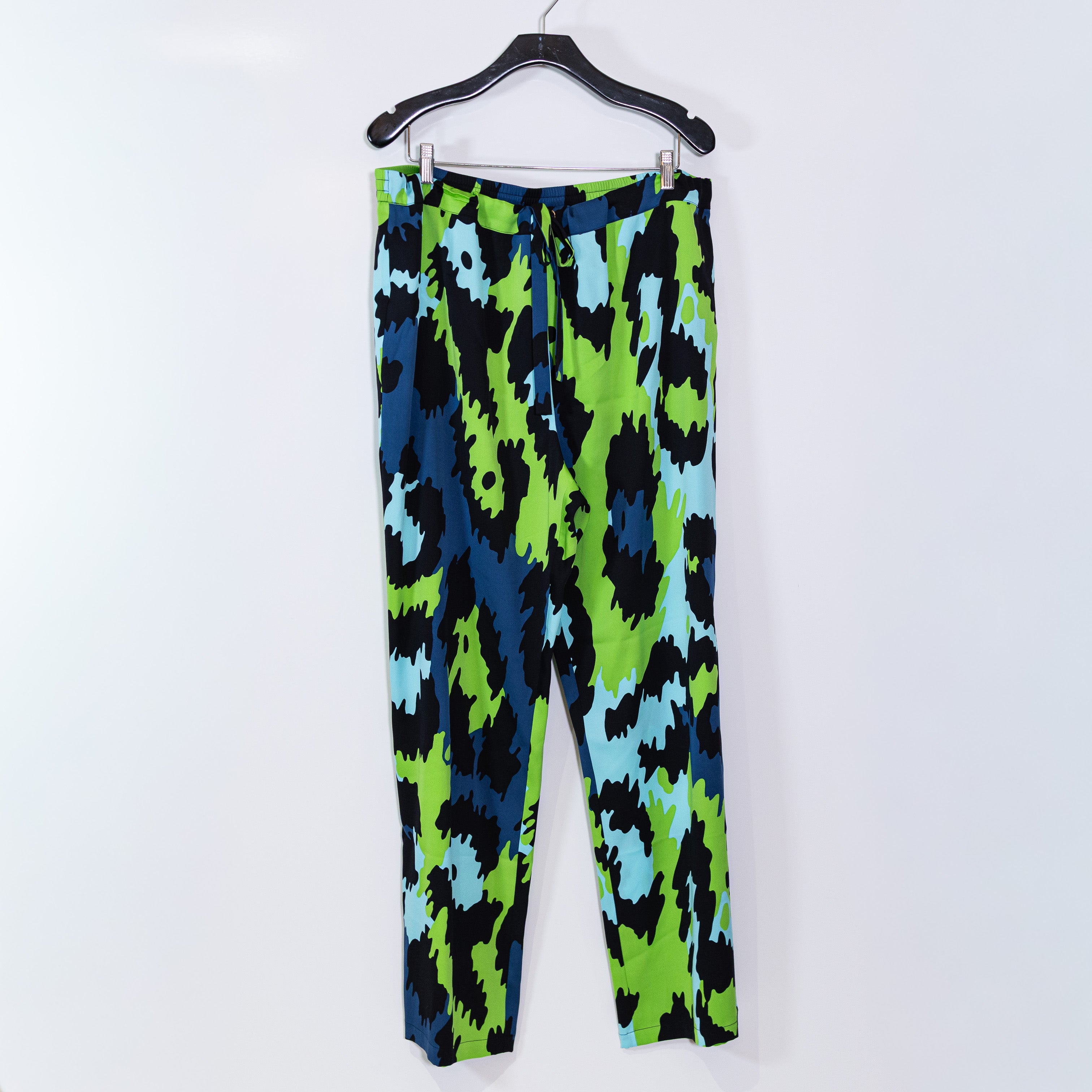 NEW Diane Von Furstenberg Diane Silk Satin Stretch Straight Leg Pants Jungle Cat