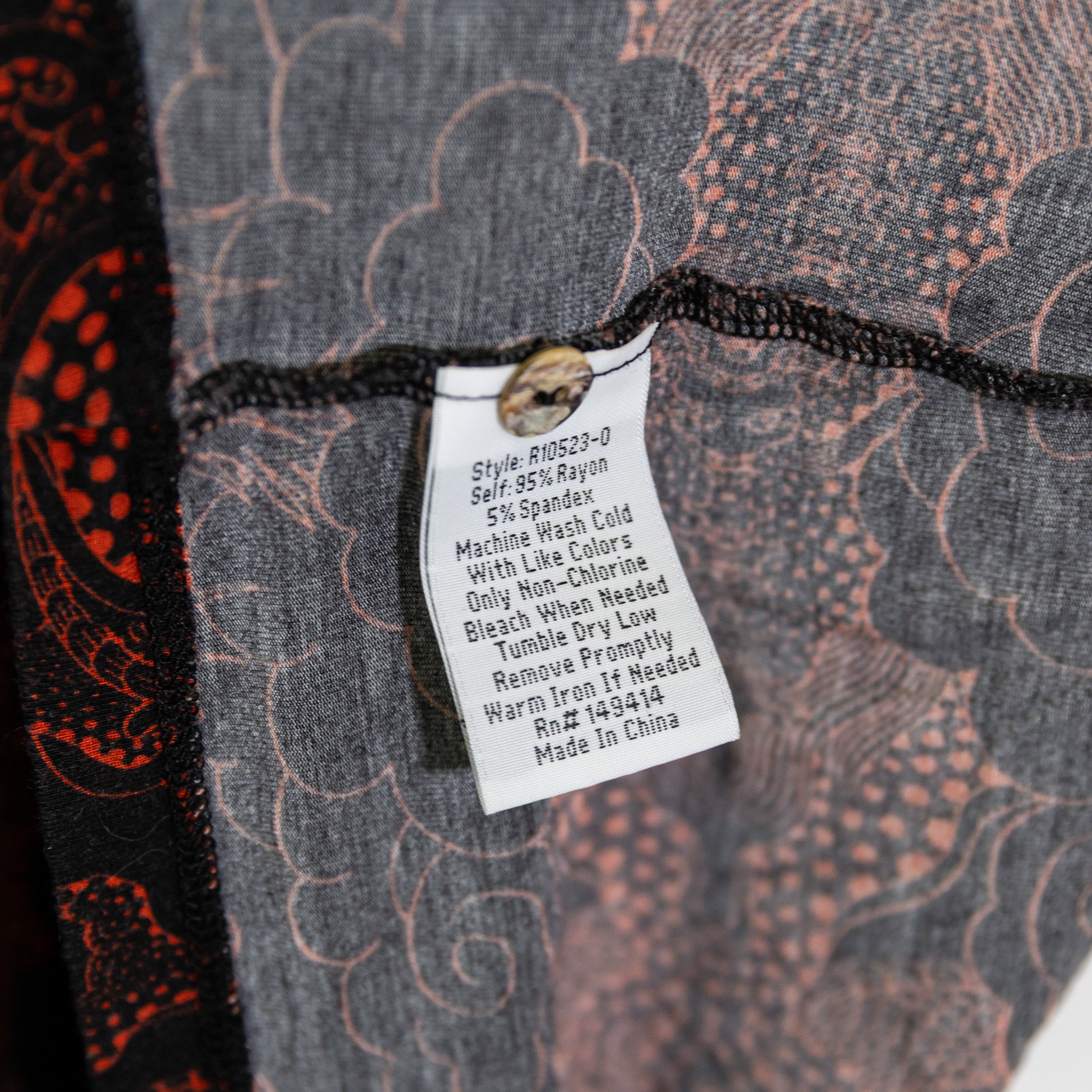 Johnny Was Mayla Button Neck Dragon Print Pattern Stretch Long Sleeve Knit Shirt