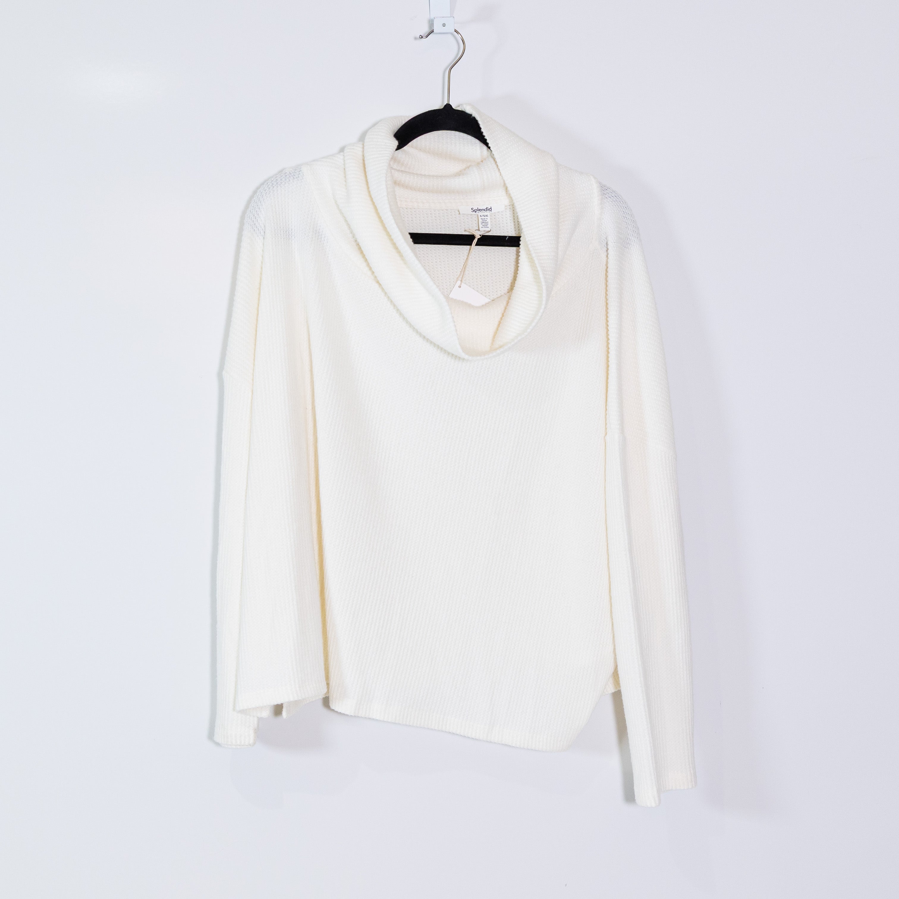 NEW Splendid London Lounge Drape Fuzzy Knit Turtleneck Pullover Top Sweater Snow