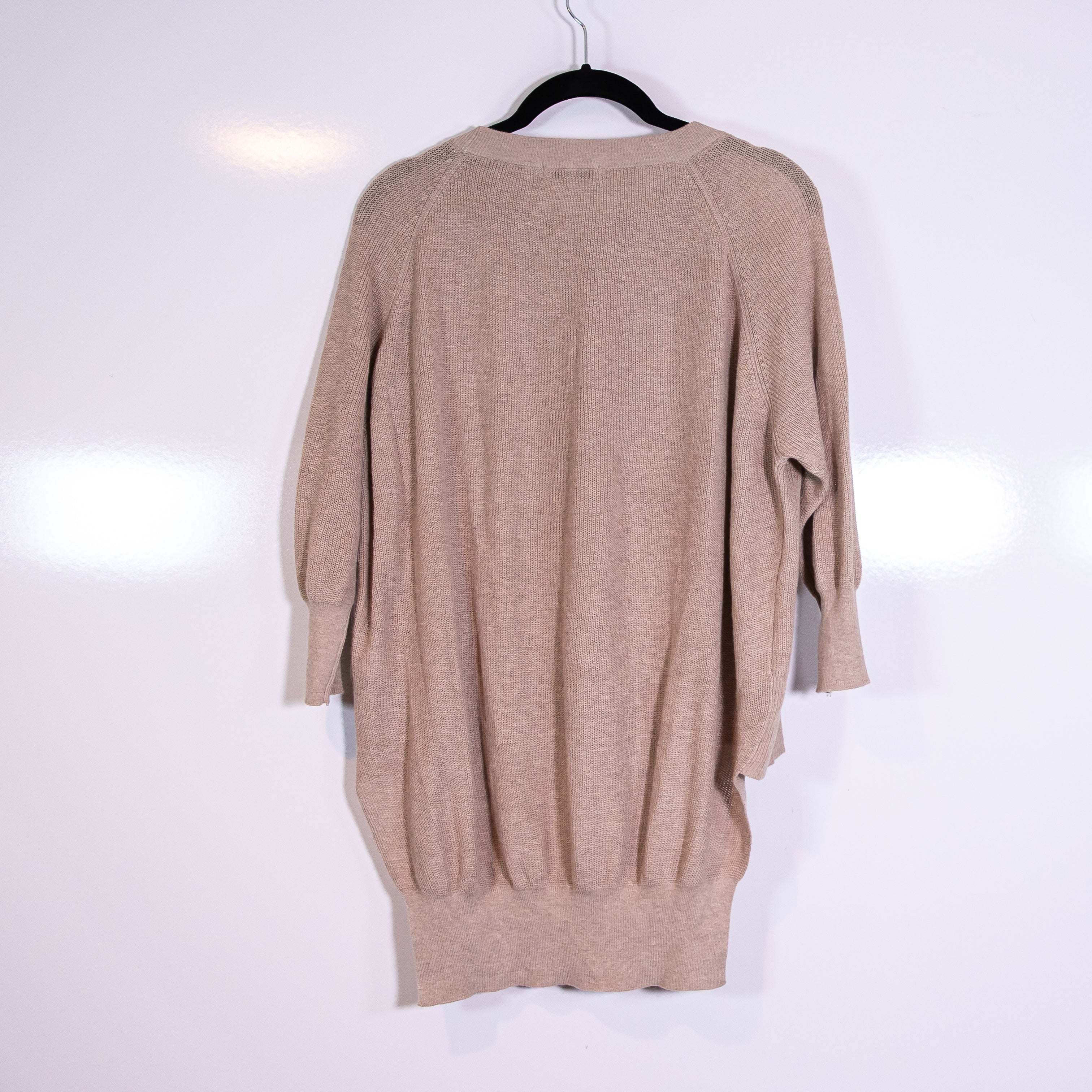 Mes Demoiselles Paris Cotton Cashmere Knit High Low Hem Crew Neck Sweater Beige
