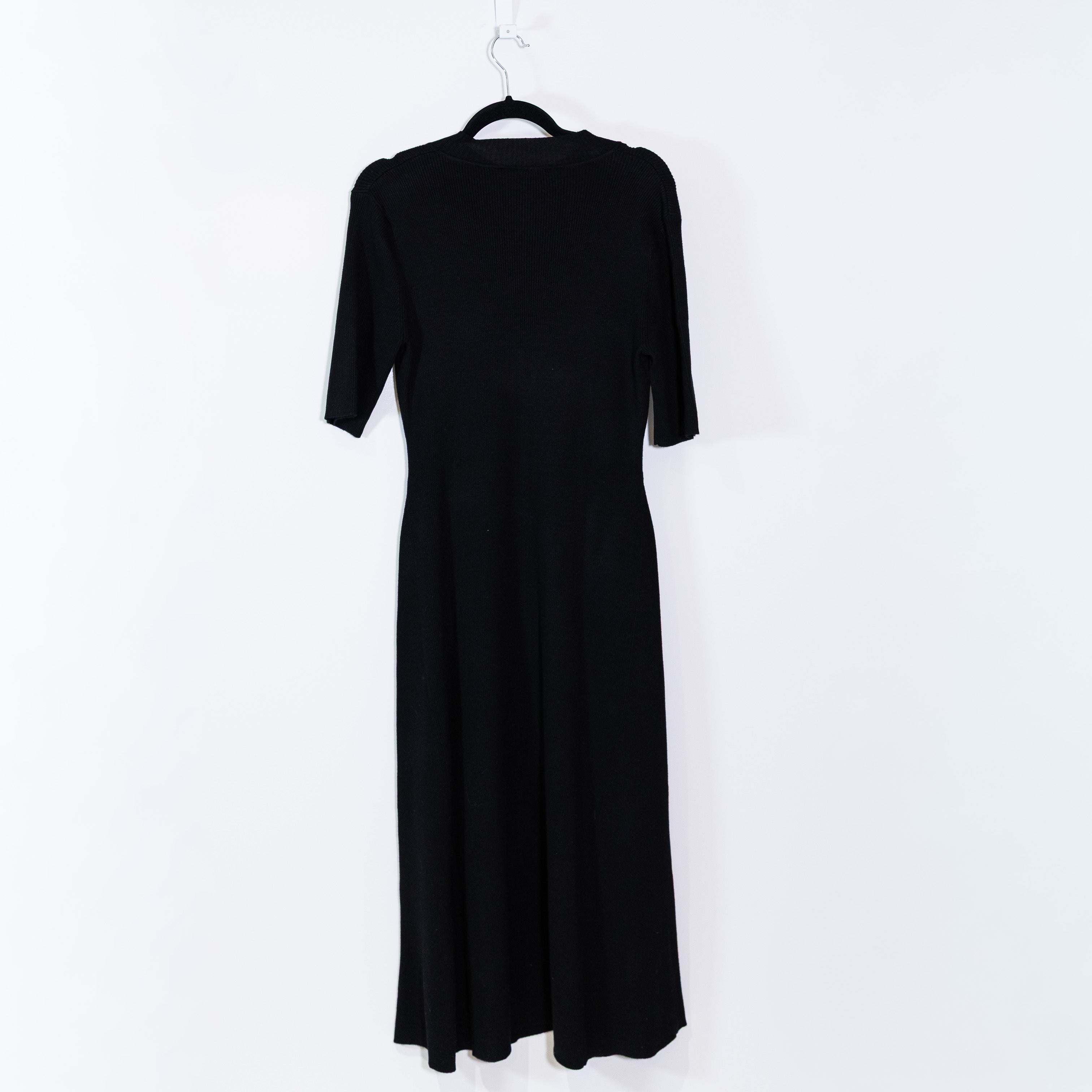 NEW Elie Tahari Ribbed Knit Mock Neck Half Sleeve Pullover Sweater Dress Black