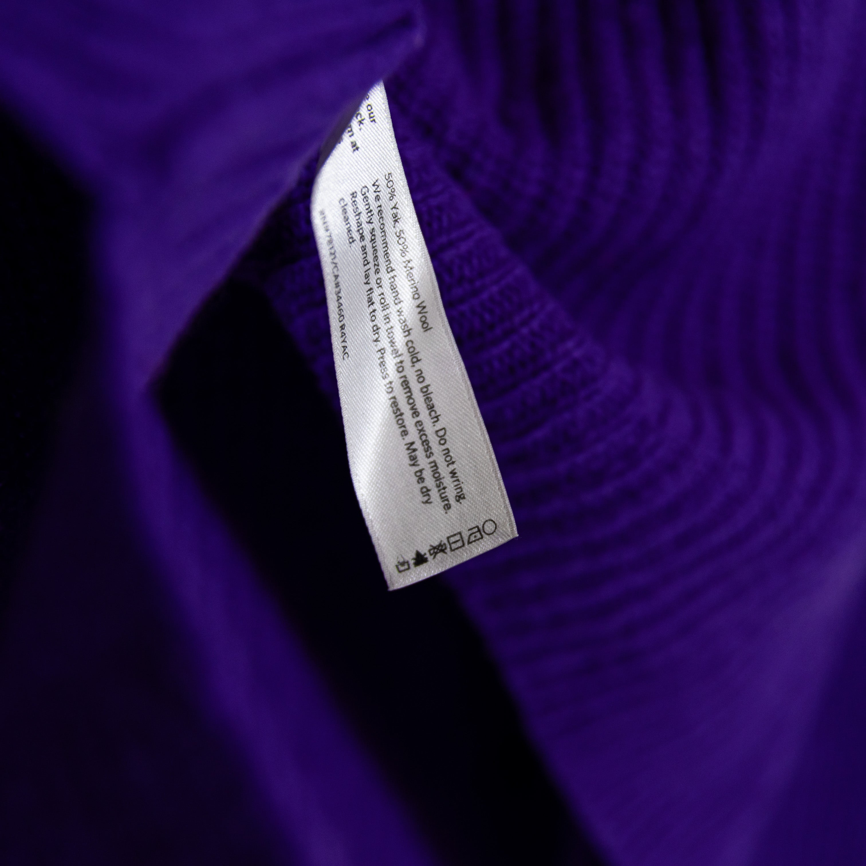 Eileen Fisher Yak Merino Wool Stretch Knit Turtleneck Pullover Sweater Purple L