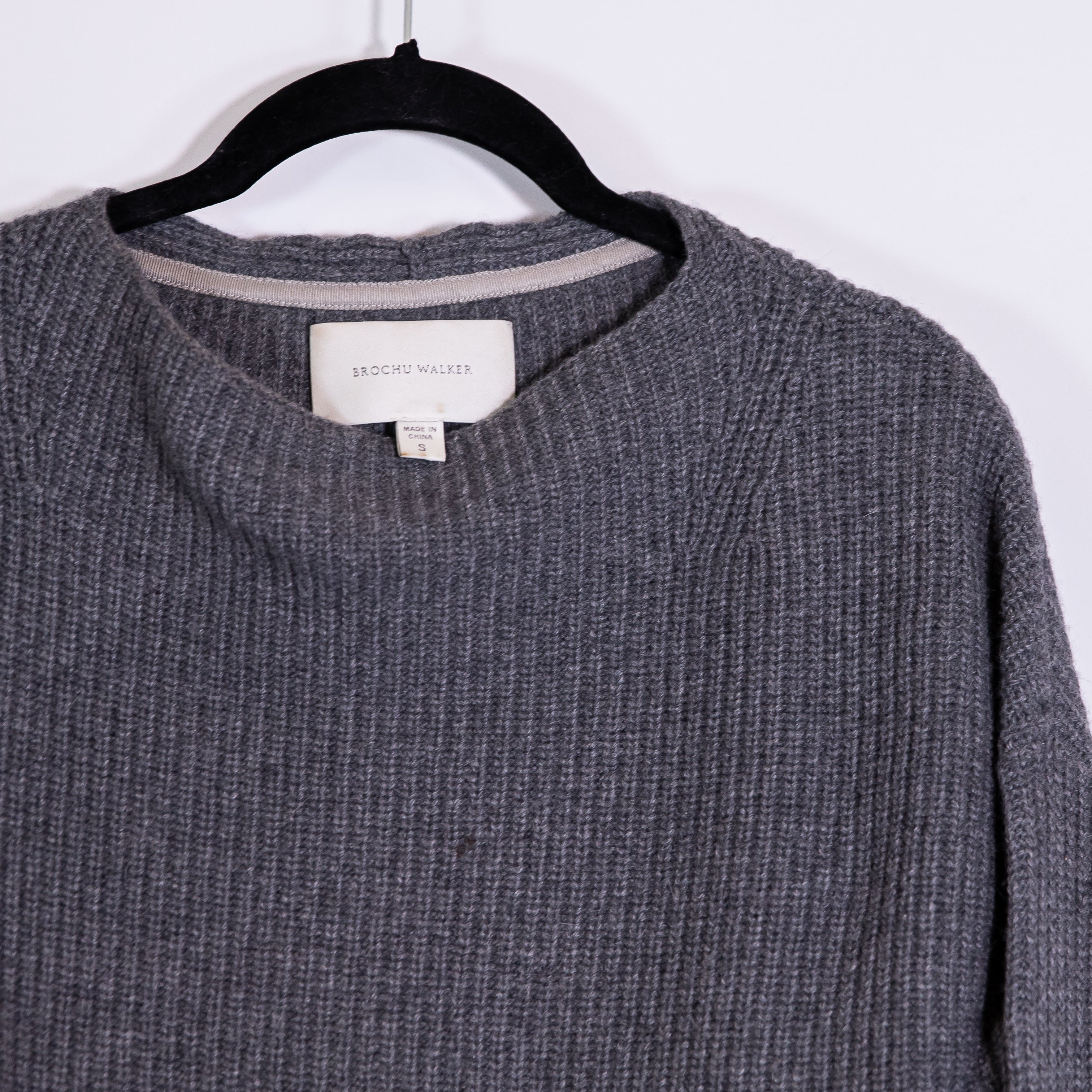 Brochu Walker Thandee Wool Cashmere Rabbit Hair Knit Asymmetrical Hem Sweater S