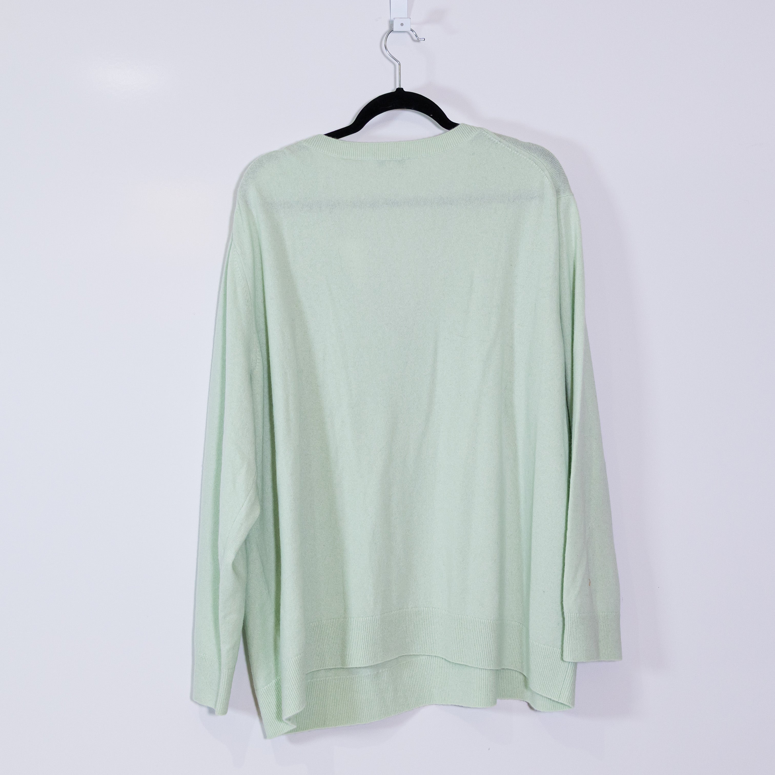 NEW Vince Cashmere Knit Stretch Weekend V-Neck Pullover Sweater Green 3X