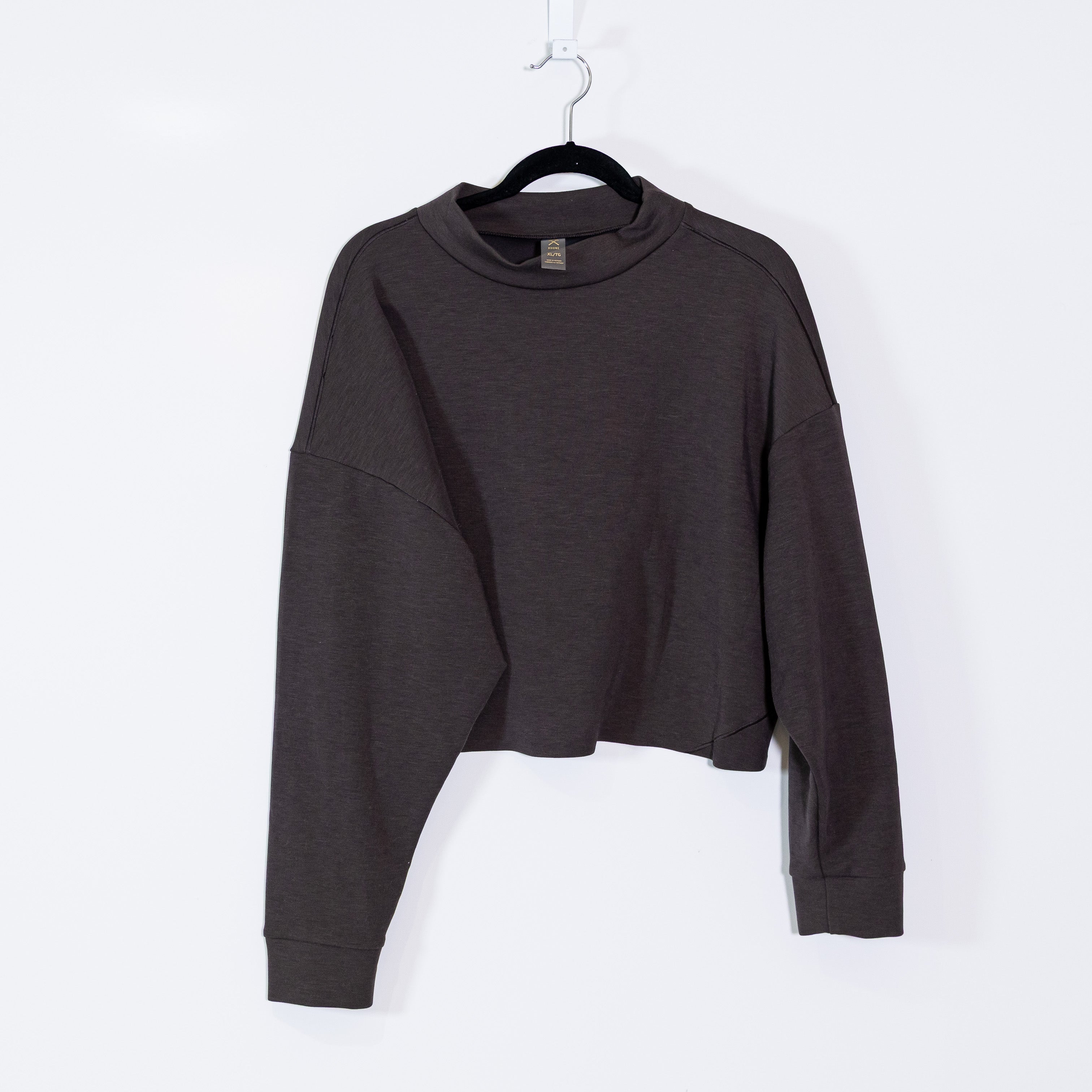 Rhone Women's DreamGlow Cropped Mockneck Pullover Athletic Sweater Brown XL