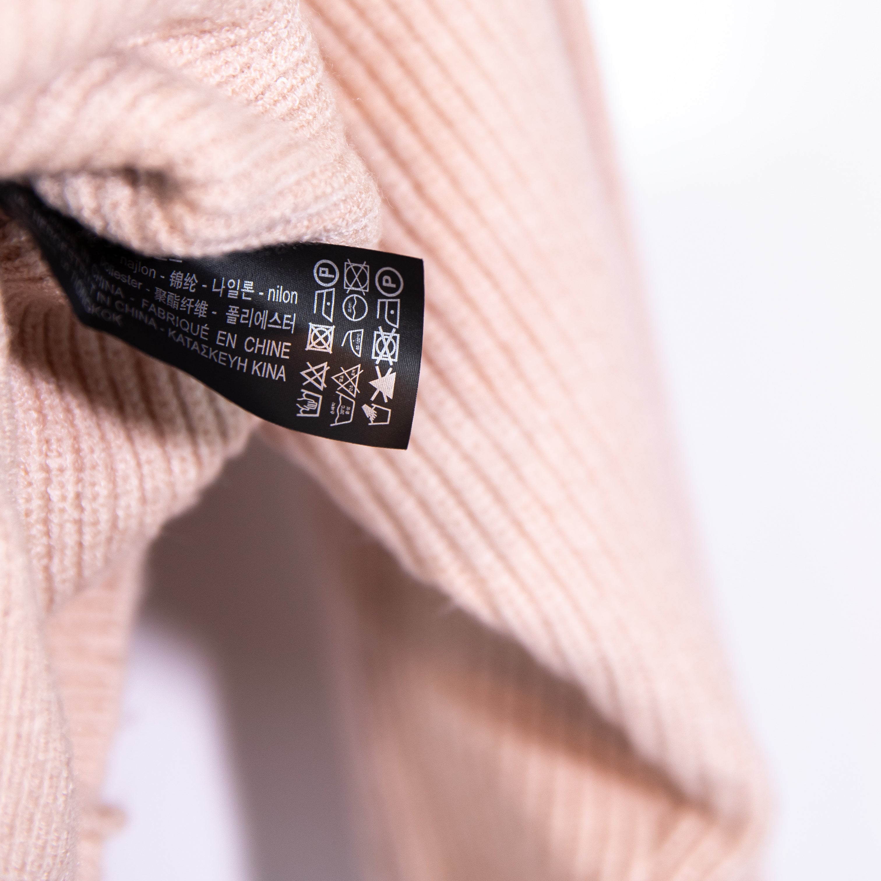 Zara Ribbed Knit Stretch Crew Neck Bow Tie Back Pullover Sweater Pink Neutral S