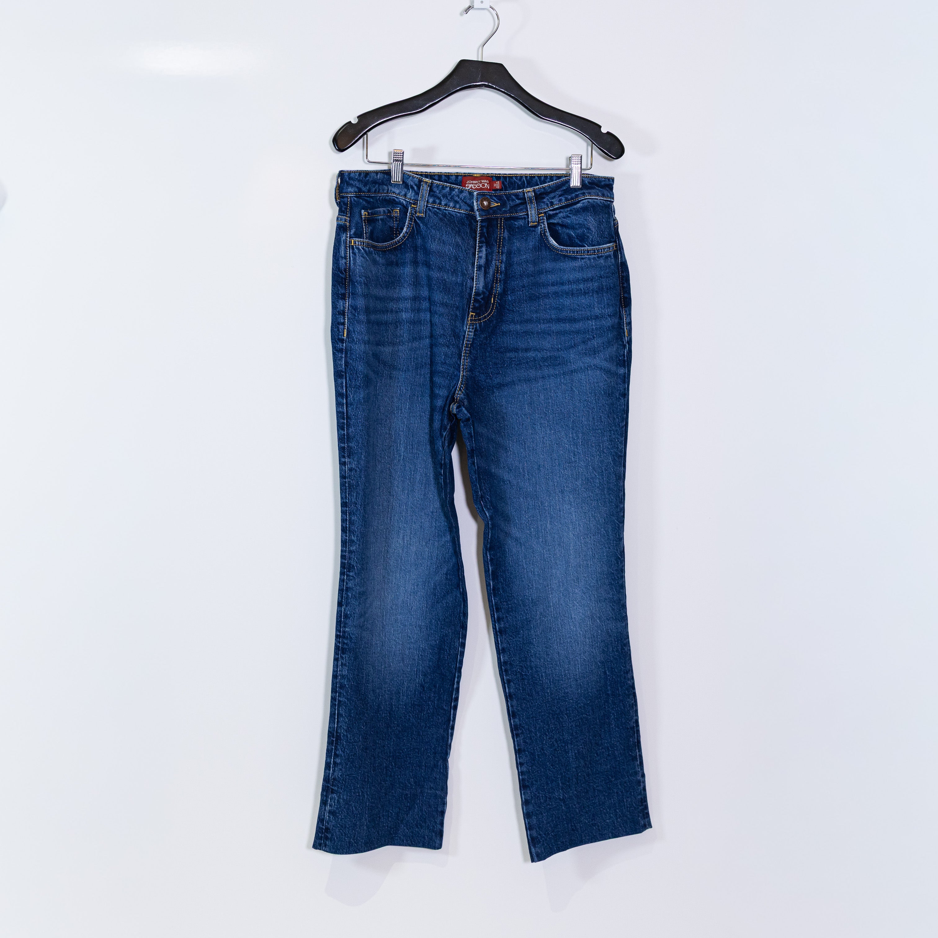 Johnny Was Women's Cotton Stretch Straight Leg Denim Jeans Blue Rinse Wash 32
