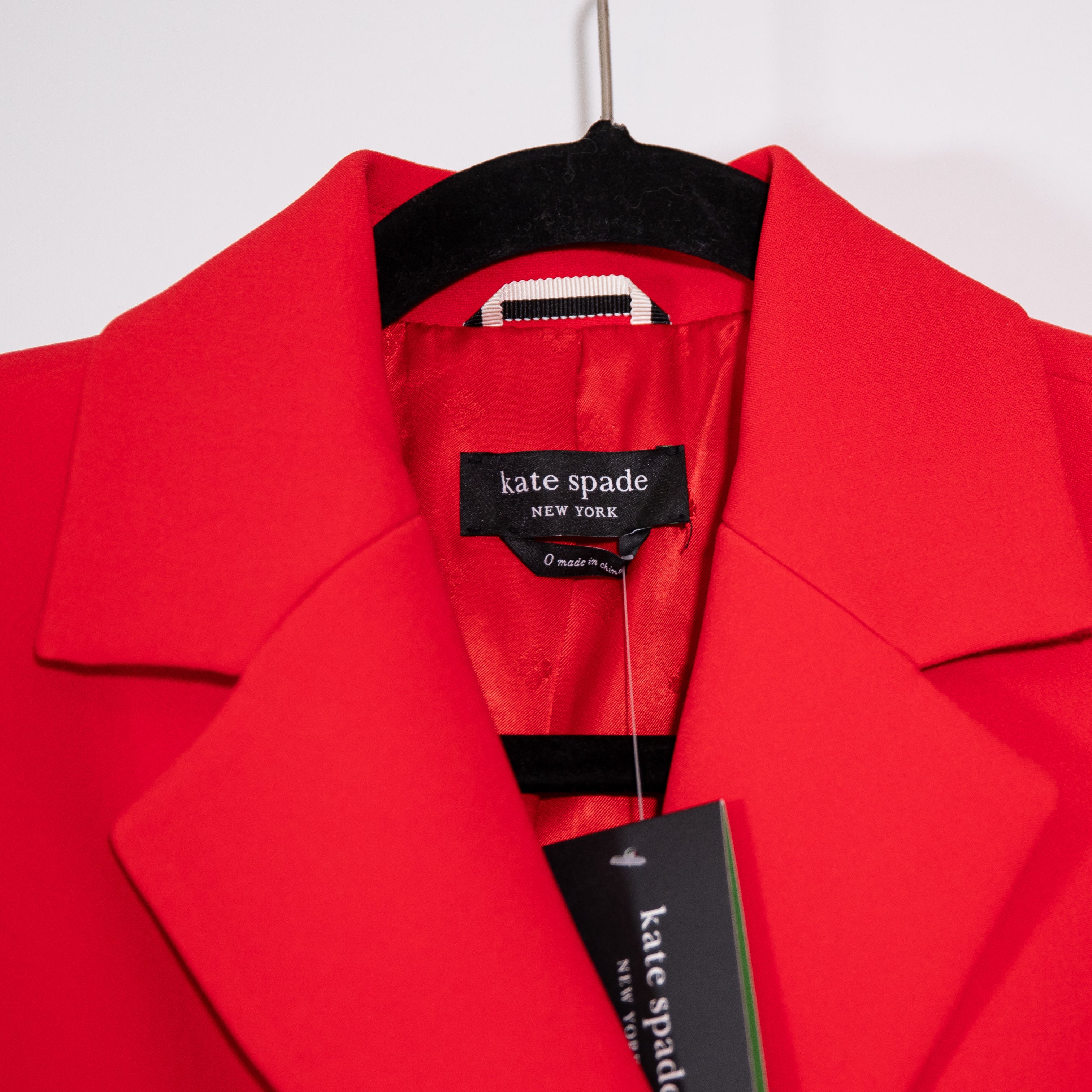 NEW Kate Spade Mainline Tech Twill Double Breasted Blazer Jacket Engine Red 0
