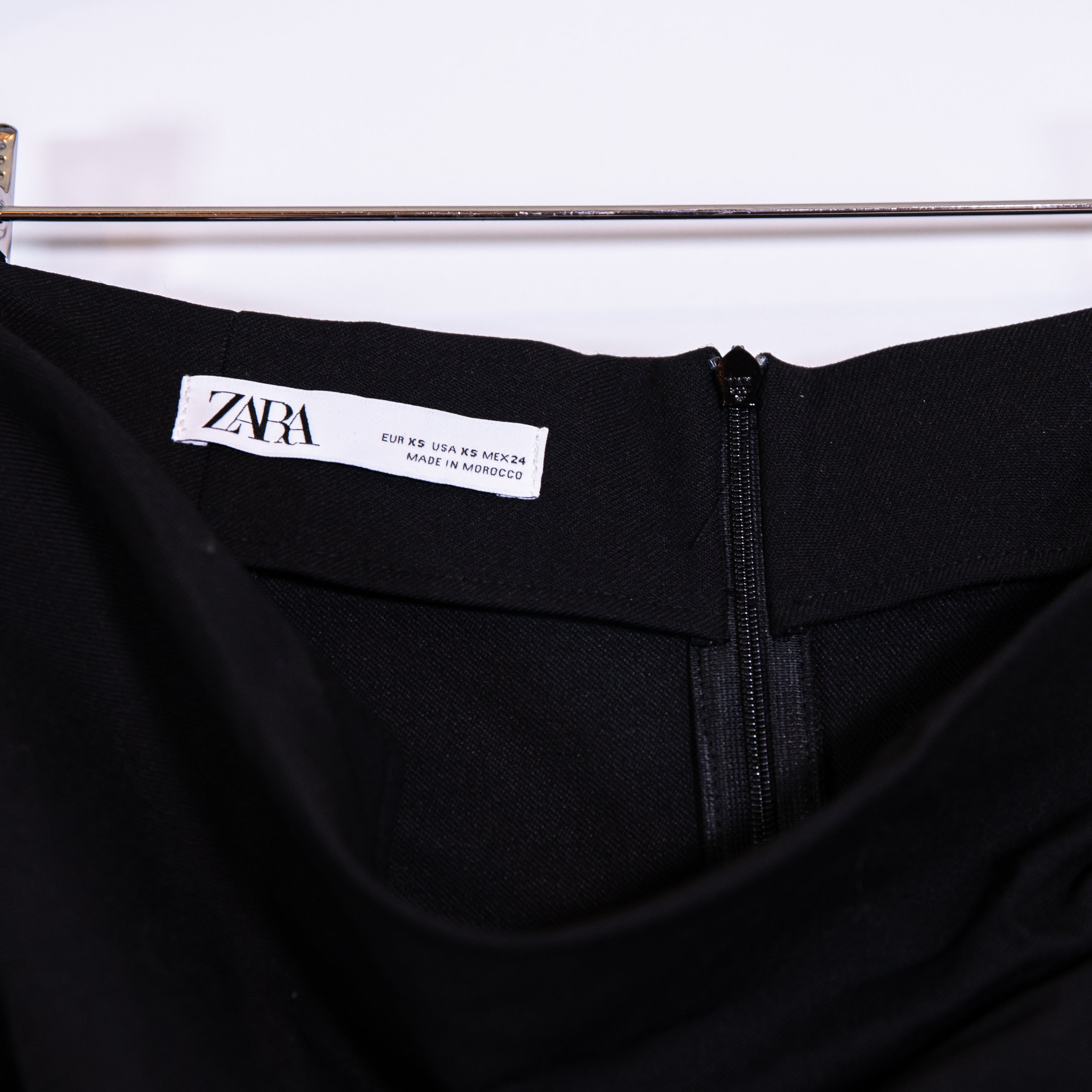 Zara Crepe Ruched Drape High Thigh Slit Straight Skirt Solid Black XS