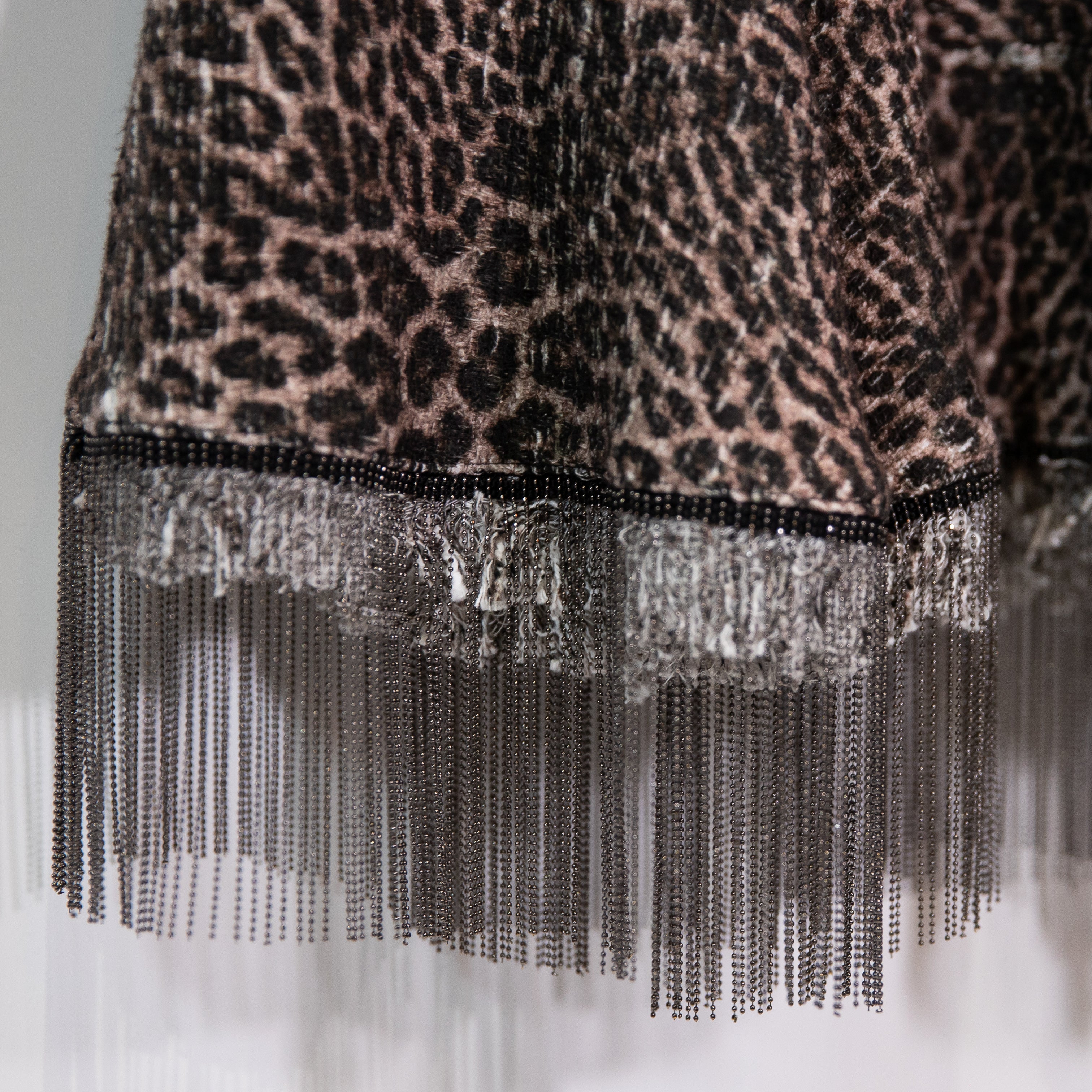 Kobi Halperin Cheetah Leopard Animal Print Pattern Woven Textured Fringe Dress S