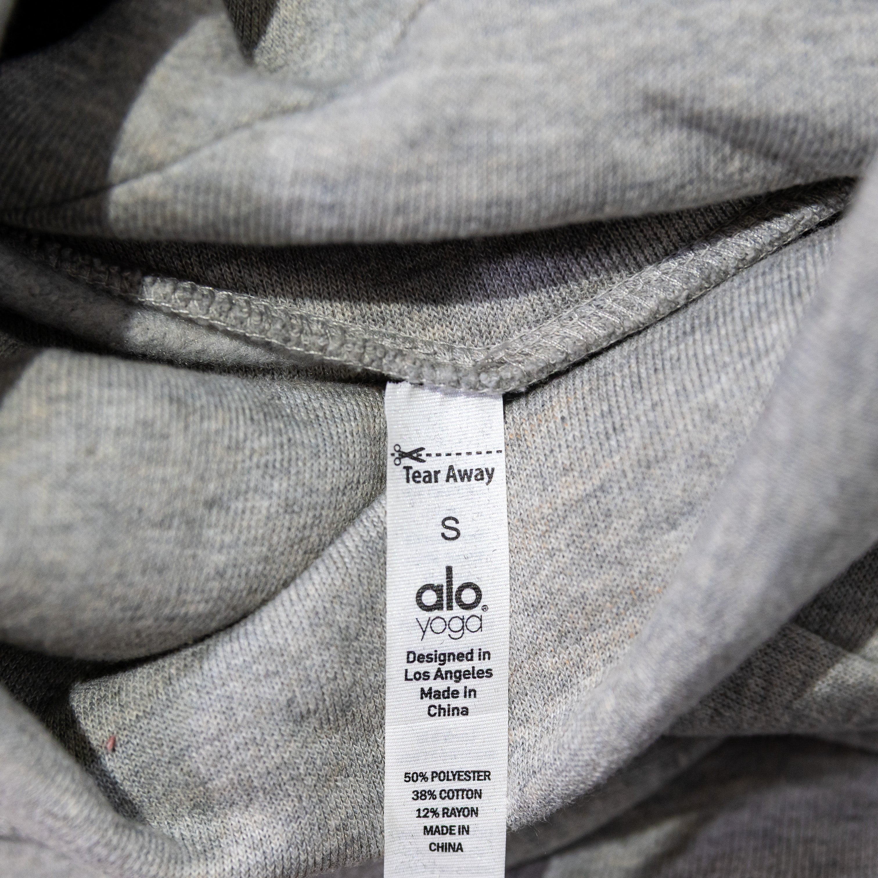 Alo Soleil Cotton Blend Turtleneck Cropped Pullover Long Sleeve Sweater Gray S